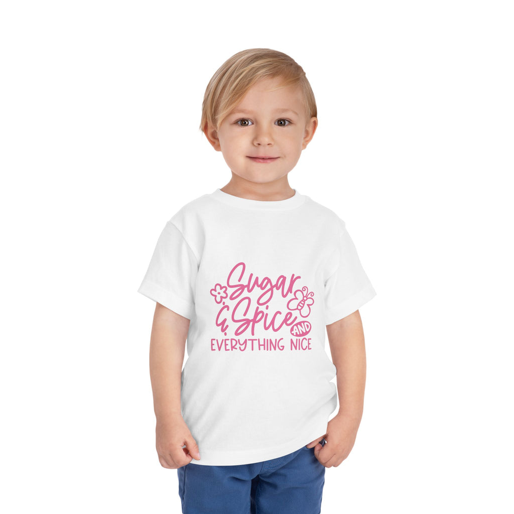 Sugar & Spice Toddler Tee — Pink "Sugar & Spice and Everything Nice" Graphic