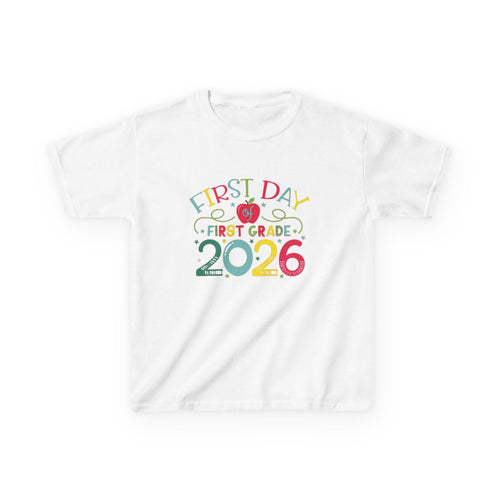 First Day First Grade 2026 Kids T-Shirt — Colorful Back-to-School Shirt