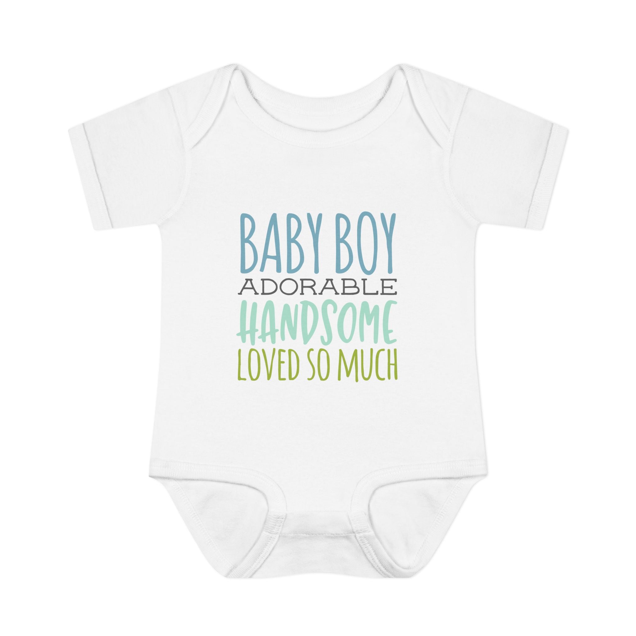 Baby Boy Bodysuit - "Baby Boy - Adorable, Handsome, Loved So Much"