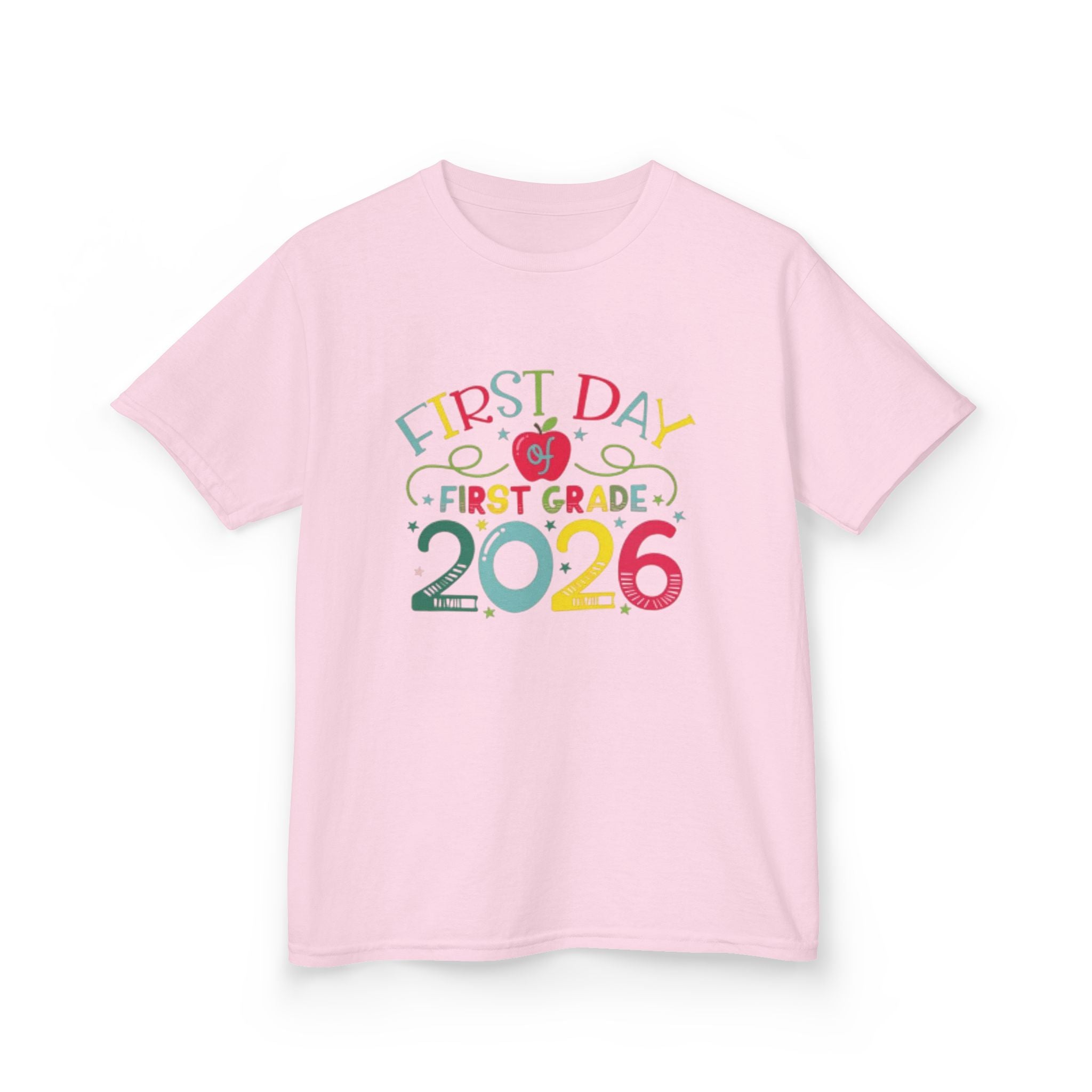 First Day First Grade 2026 Kids T-Shirt — Colorful Back-to-School Shirt
