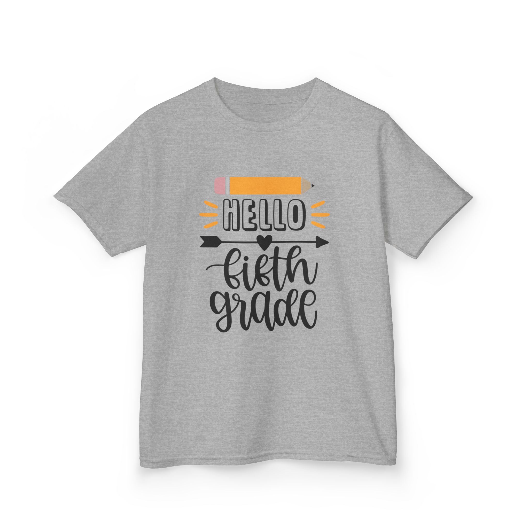 Kids T-Shirt - "Hello Fifth Grade" Back-to-School Pencil Design
