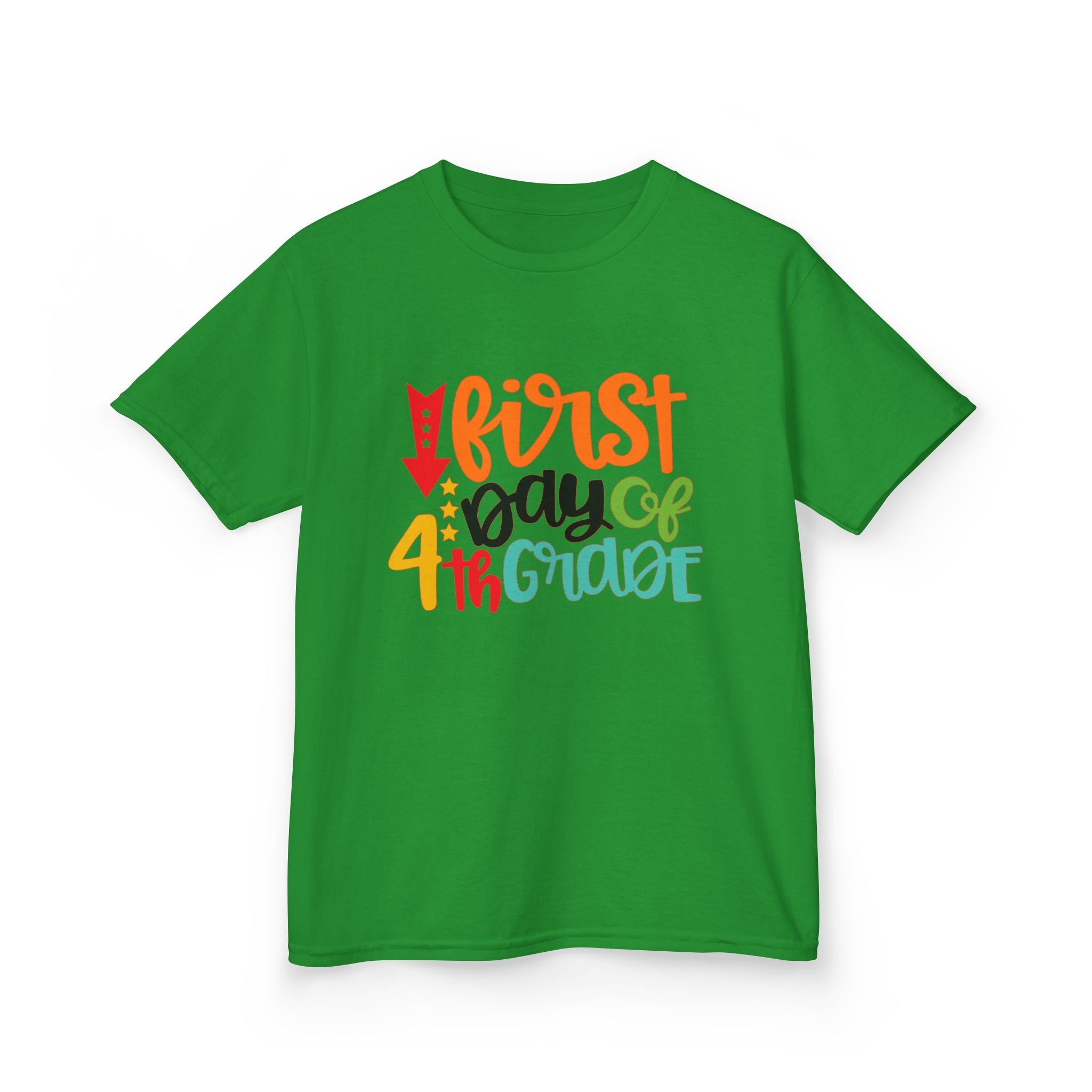 Kids T-Shirt — "First Day of 4th Grade" Colorful Back-to-School Tee