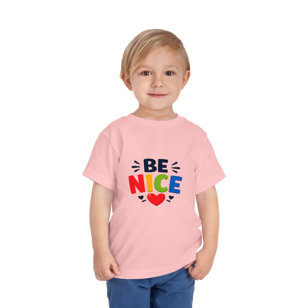 Be Nice Toddler Tee - Colorful Heart Kindness Shirt for Kids