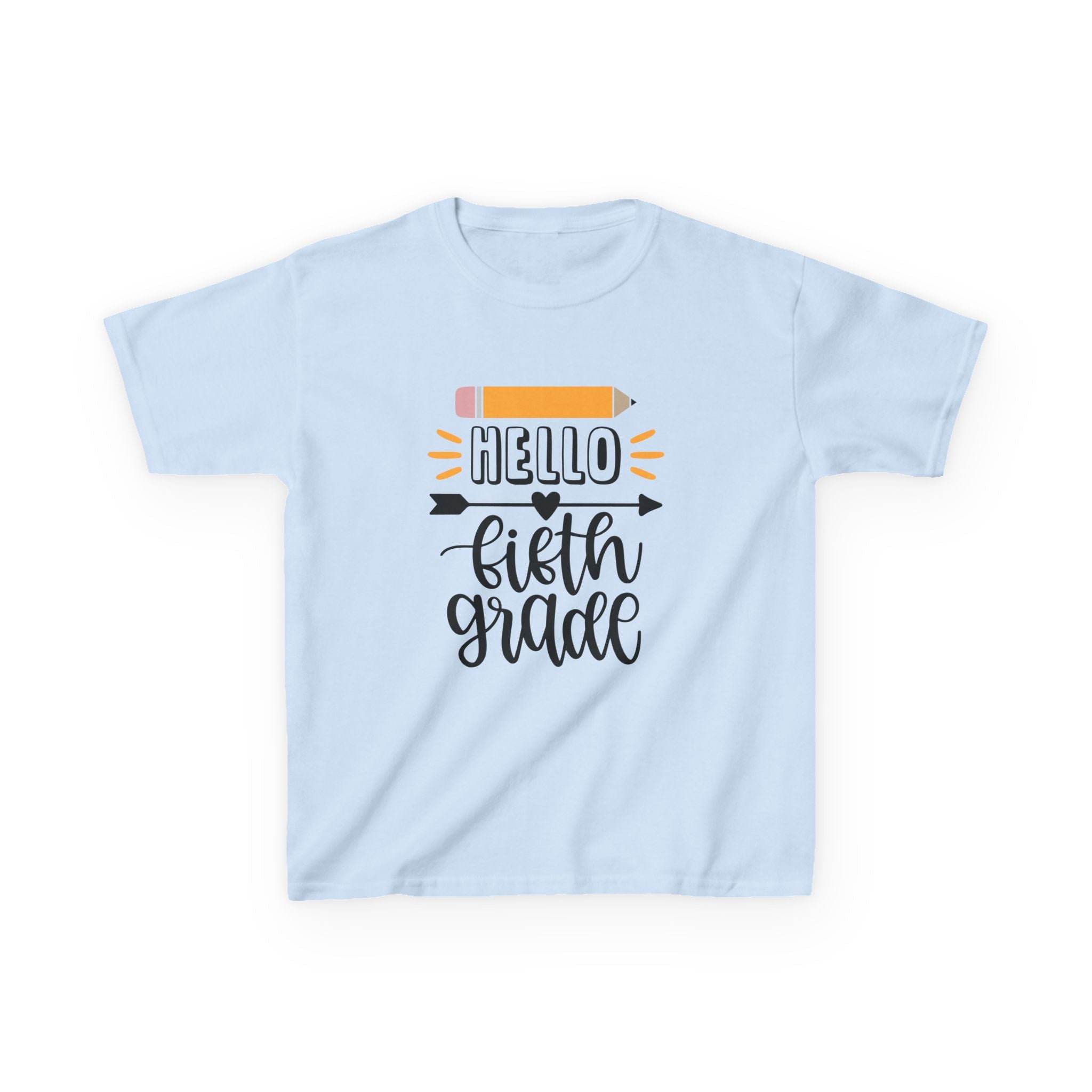 Kids T-Shirt - "Hello Fifth Grade" Back-to-School Pencil Design
