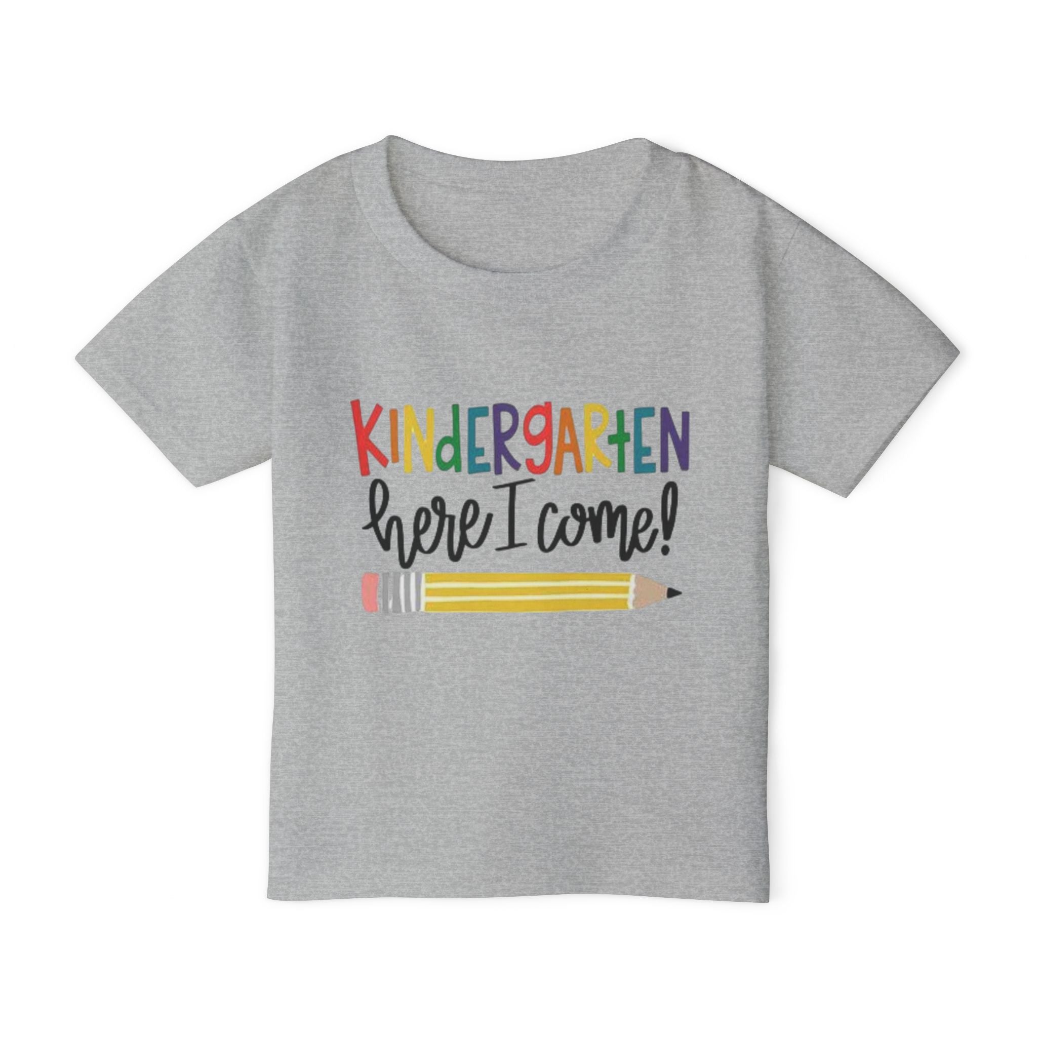 Toddler T-Shirt – “Kindergarten Here I Come!” Back-to-School Graphic
