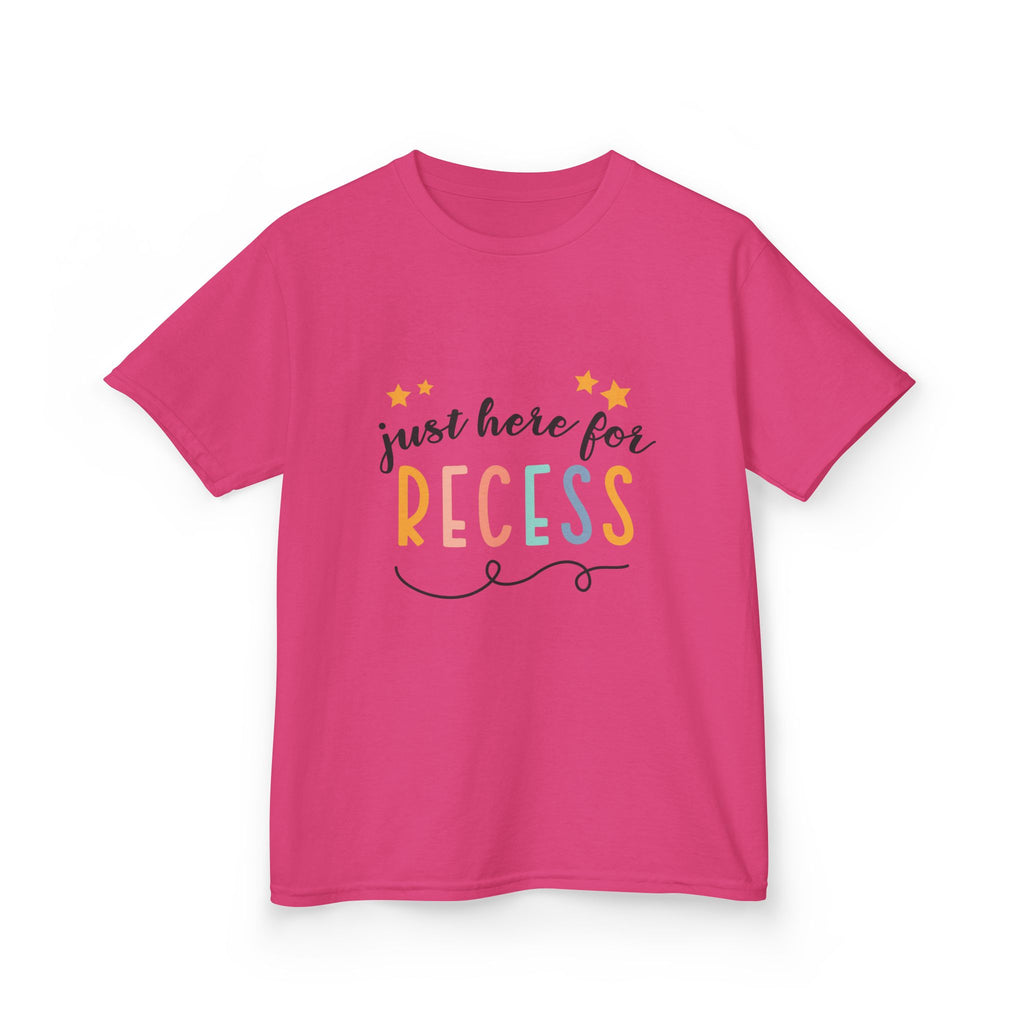 Kids Tee — "Just Here for Recess" Playful School Shirt