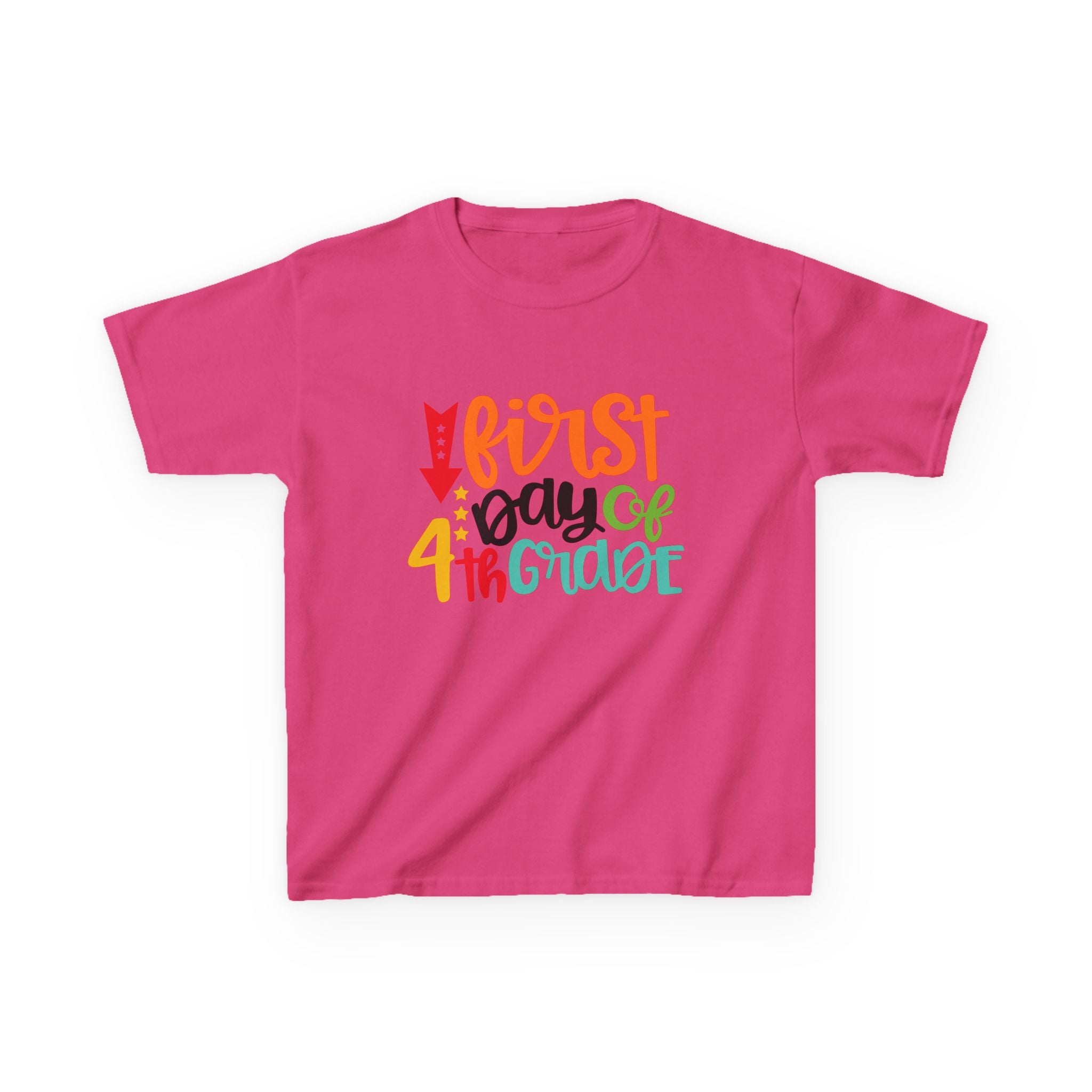 Kids T-Shirt — "First Day of 4th Grade" Colorful Back-to-School Tee