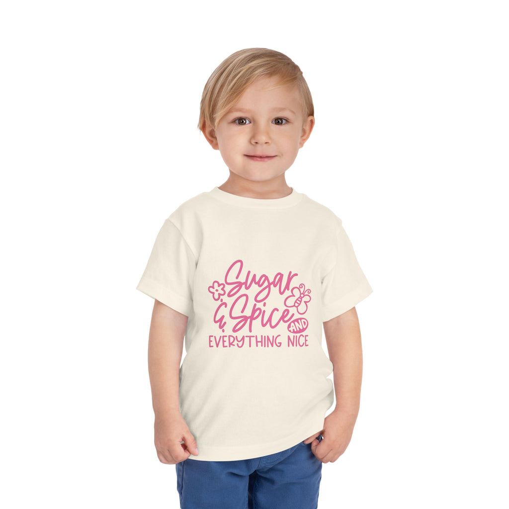 Sugar & Spice Toddler Tee — Pink "Sugar & Spice and Everything Nice" Graphic