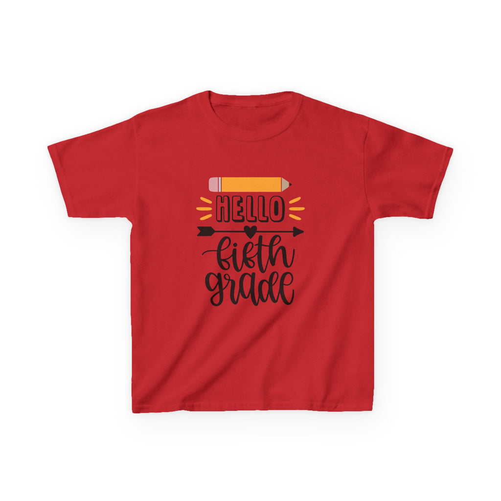Kids T-Shirt - "Hello Fifth Grade" Back-to-School Pencil Design