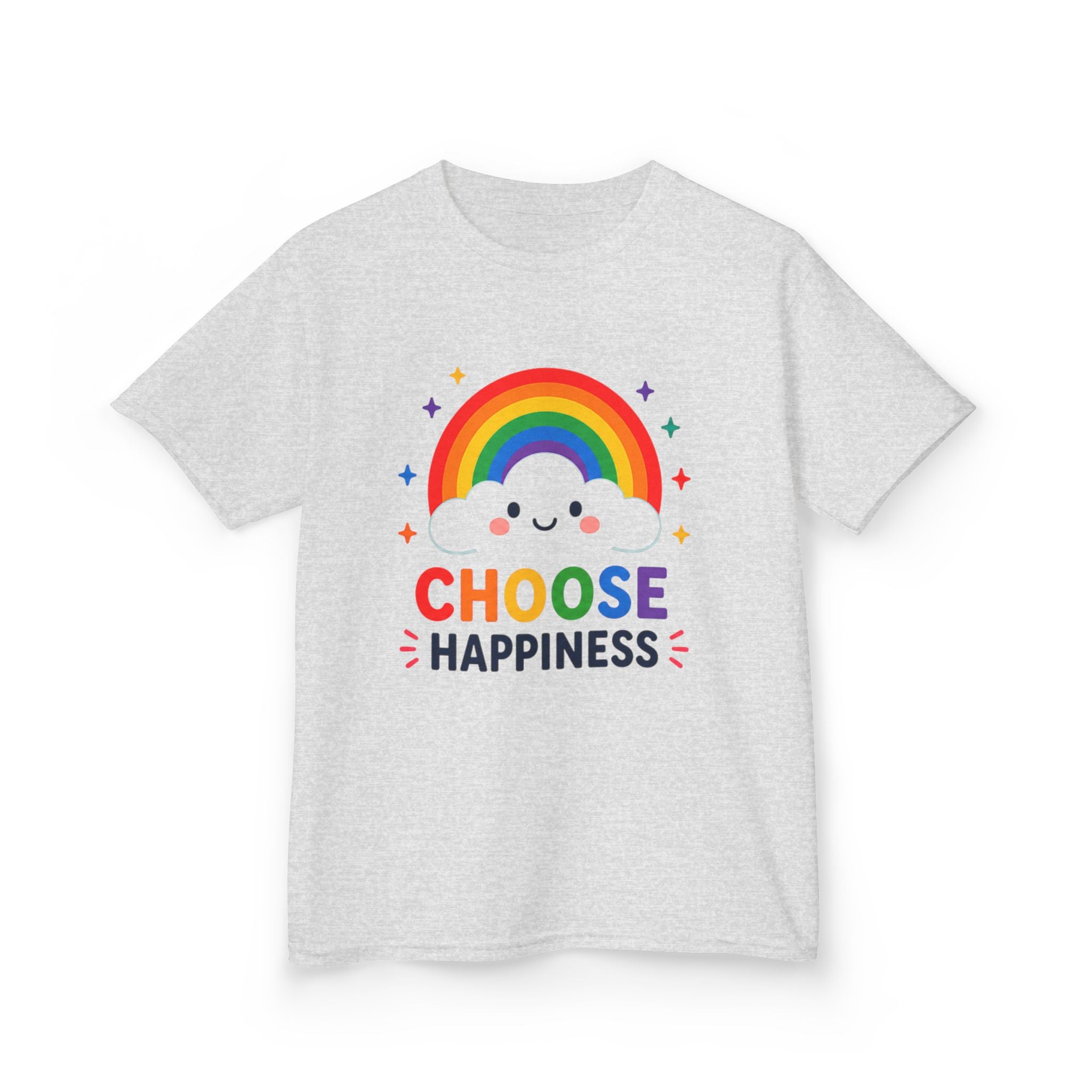Kids T-Shirt — "Choose Happiness" Rainbow Cloud Graphic