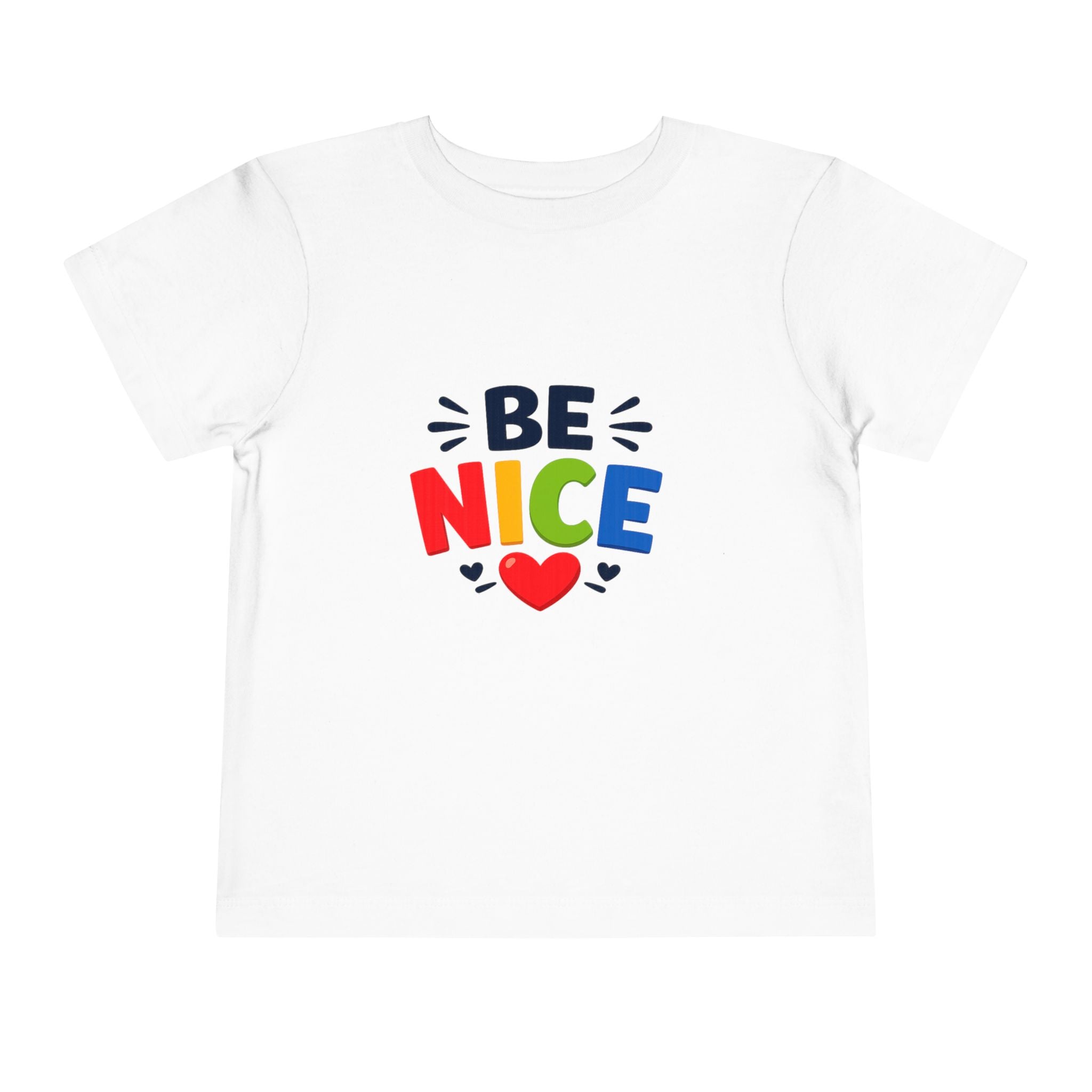 Be Nice Toddler Tee - Colorful Heart Kindness Shirt for Kids