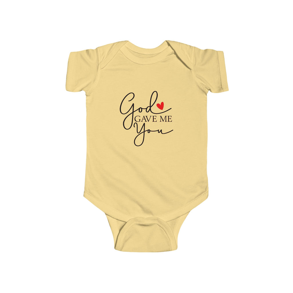Infant Bodysuit — "God Gave Me You" Script Baby Onesie with Heart