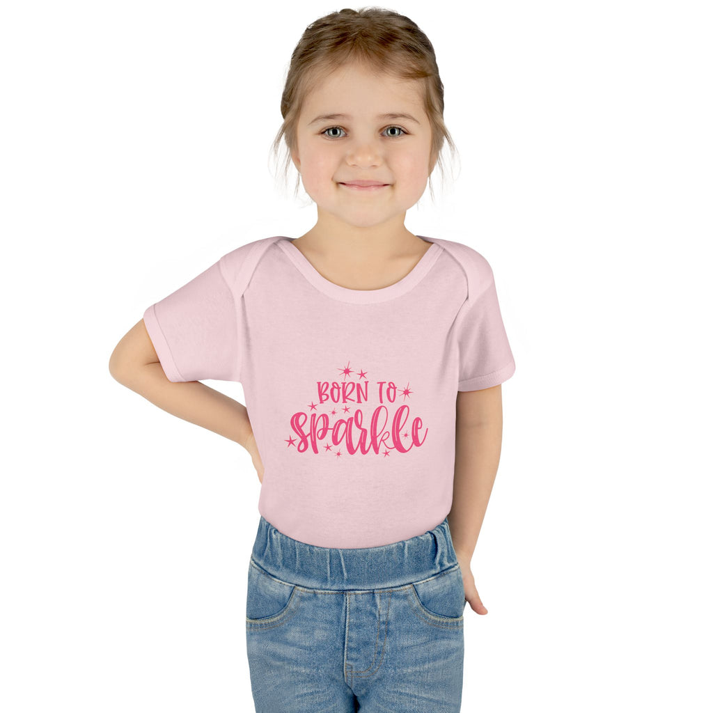 Infant Bodysuit «Born to Sparkle» – Pink Newborn Baby One-Piece
