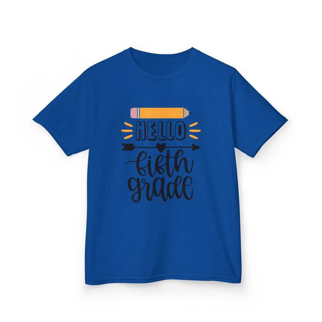 Kids T-Shirt - "Hello Fifth Grade" Back-to-School Pencil Design