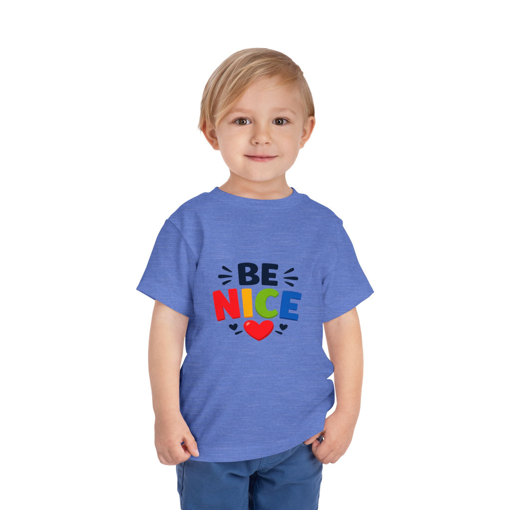 Be Nice Toddler Tee - Colorful Heart Kindness Shirt for Kids