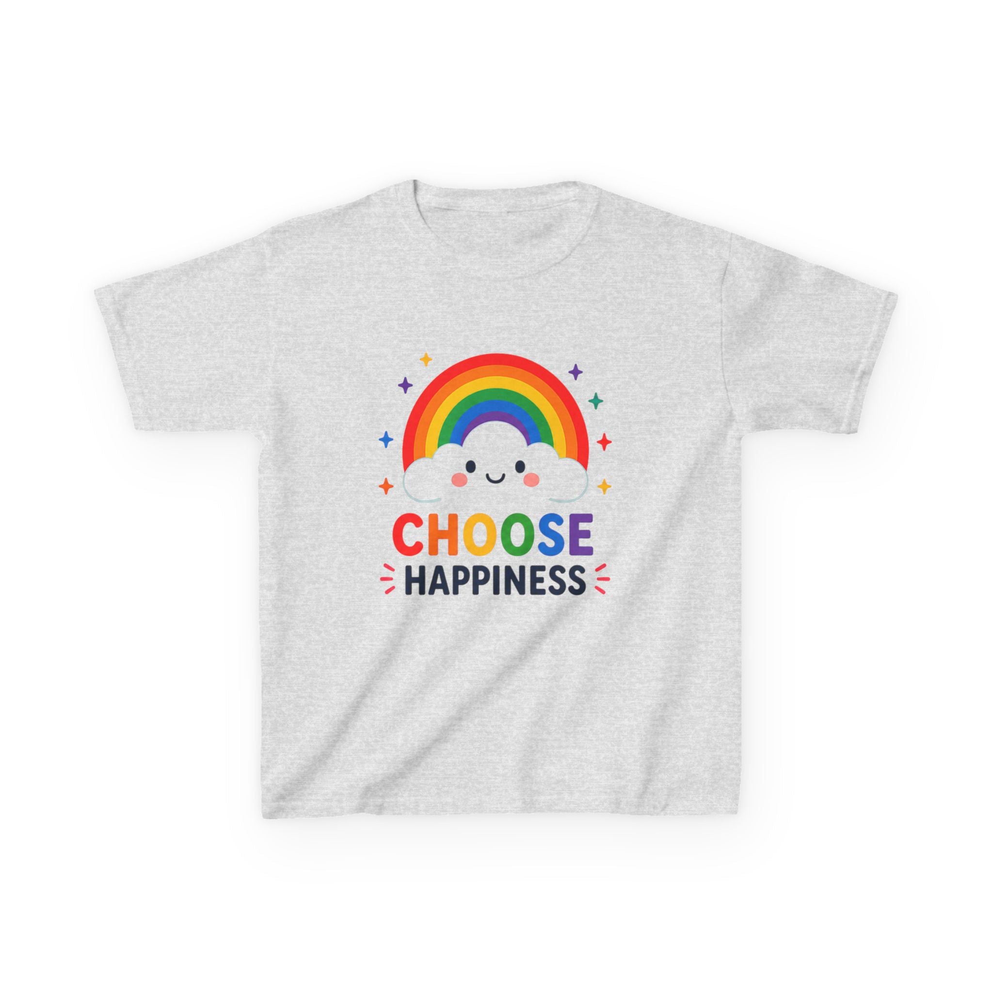 Kids T-Shirt — "Choose Happiness" Rainbow Cloud Graphic