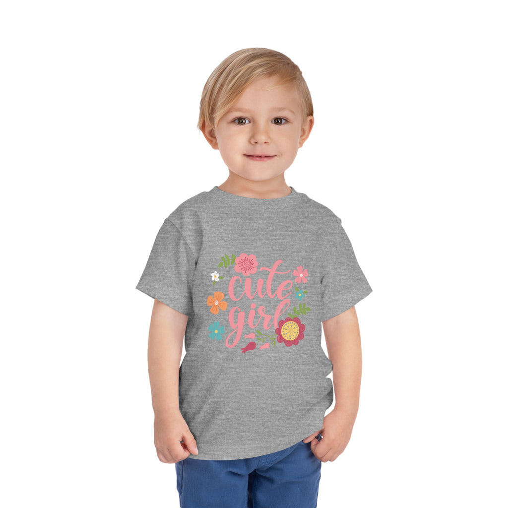 Cute Girl Floral Toddler Tee