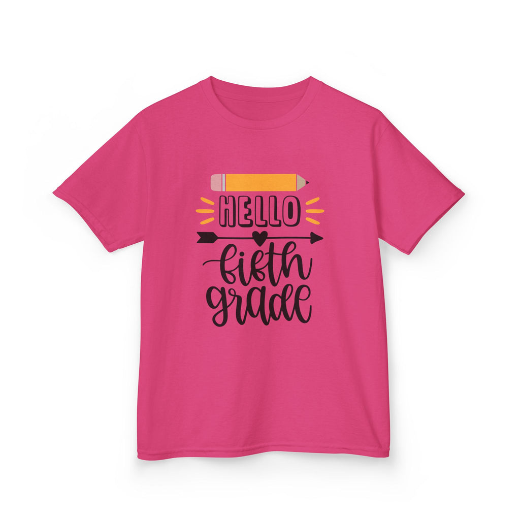 Kids T-Shirt - "Hello Fifth Grade" Back-to-School Pencil Design