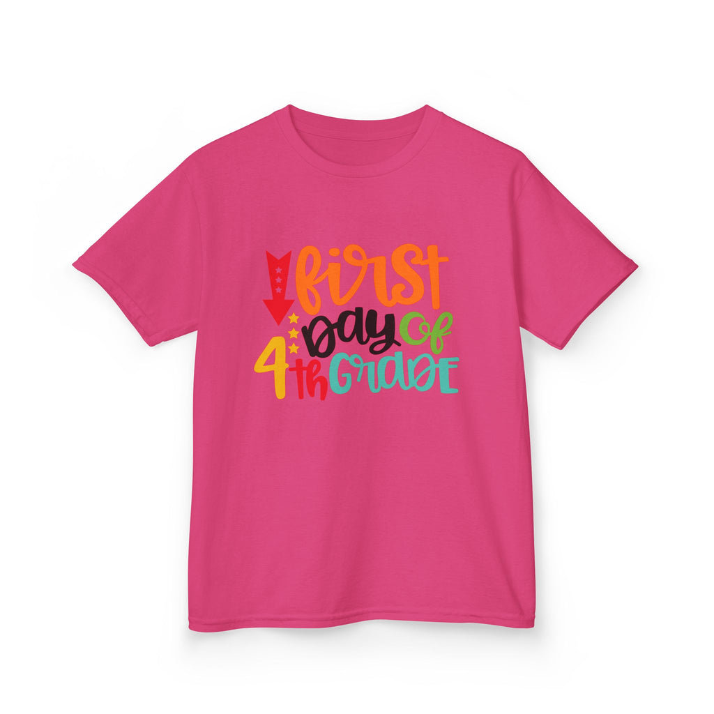 Kids T-Shirt — "First Day of 4th Grade" Colorful Back-to-School Tee
