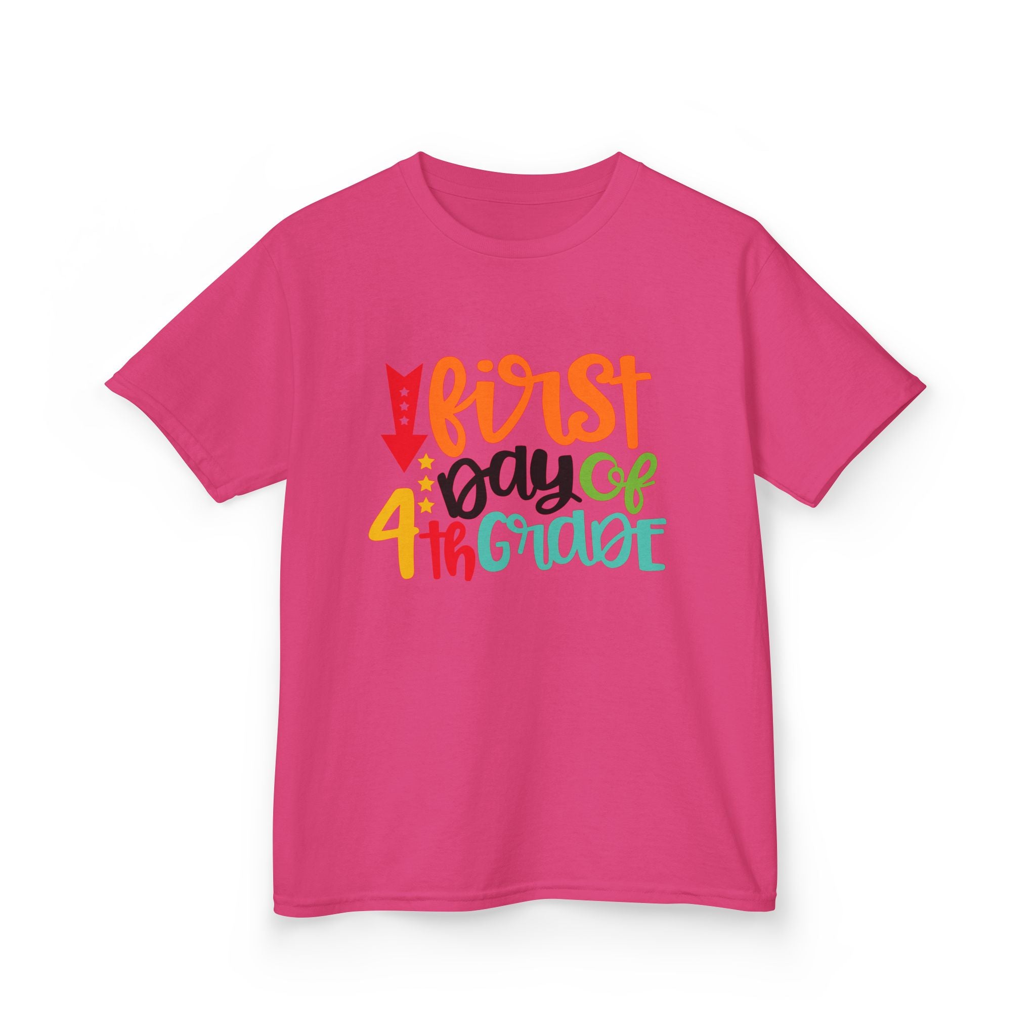 Kids T-Shirt — "First Day of 4th Grade" Colorful Back-to-School Tee