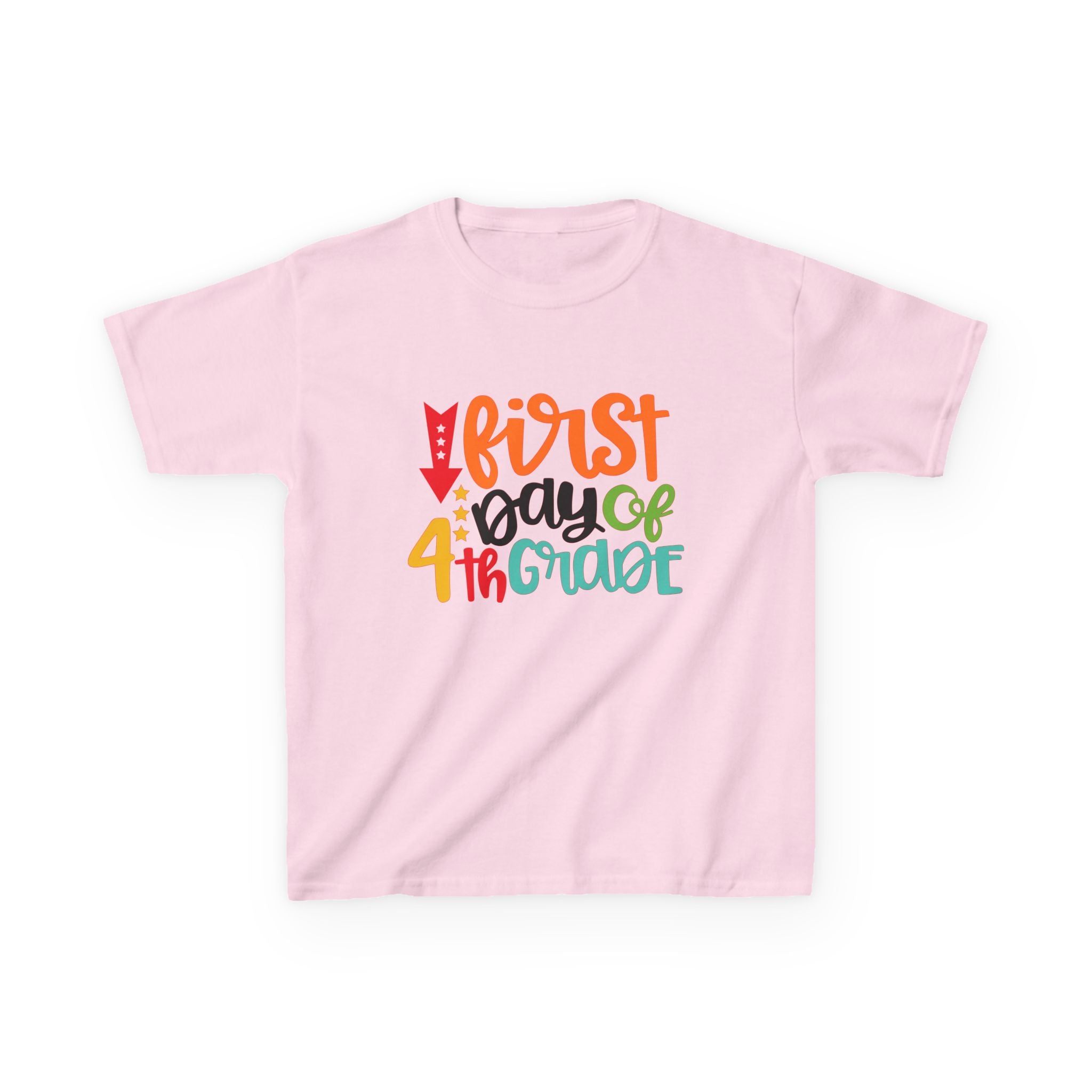 Kids T-Shirt — "First Day of 4th Grade" Colorful Back-to-School Tee