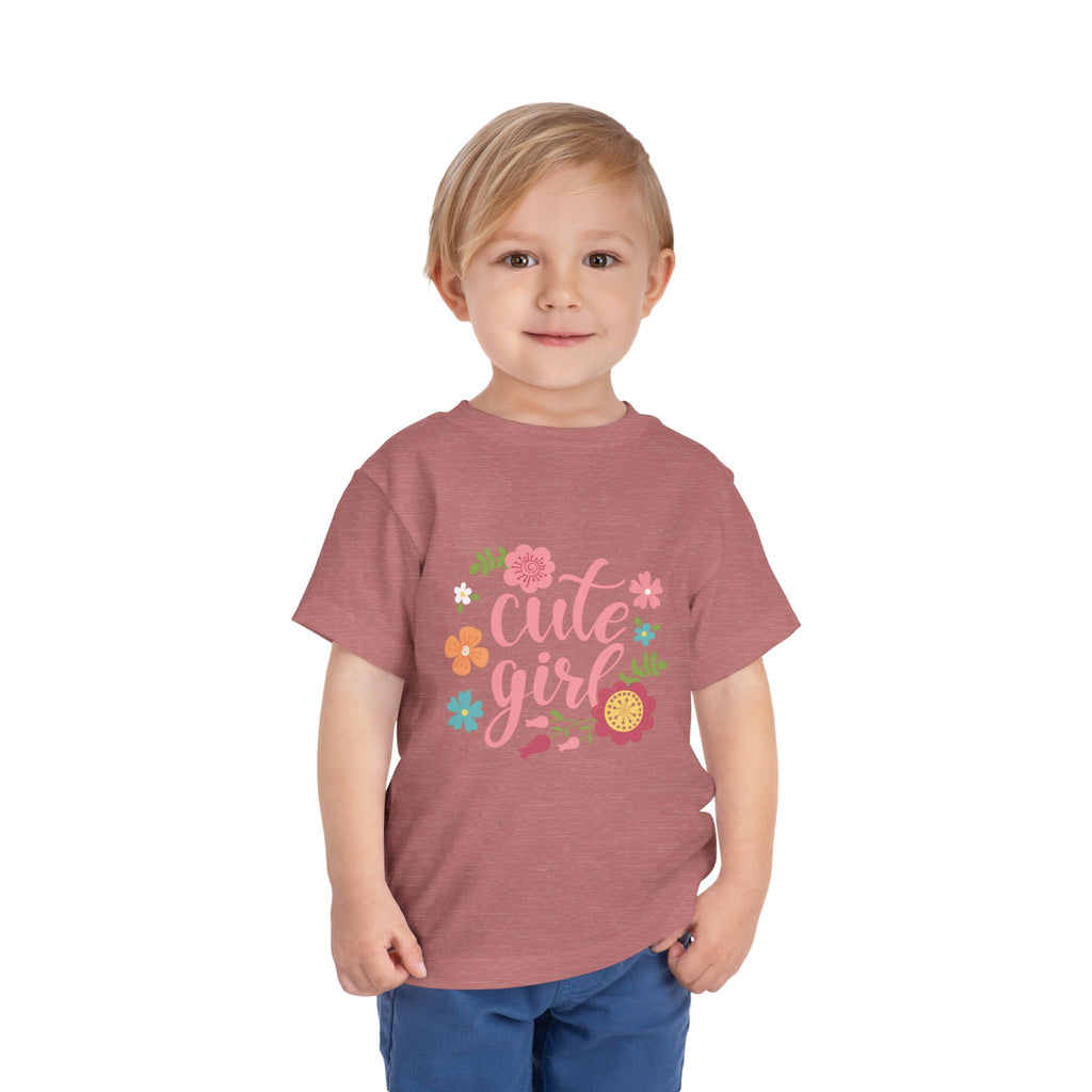 Cute Girl Floral Toddler Tee