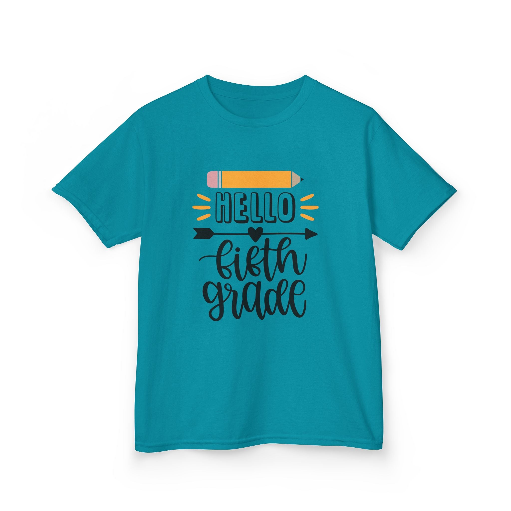 Kids T-Shirt - "Hello Fifth Grade" Back-to-School Pencil Design
