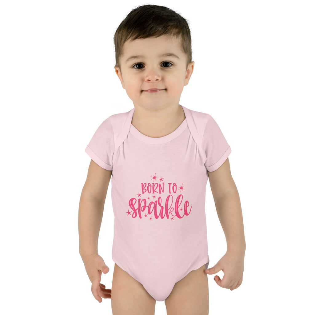 Infant Bodysuit «Born to Sparkle» – Pink Newborn Baby One-Piece