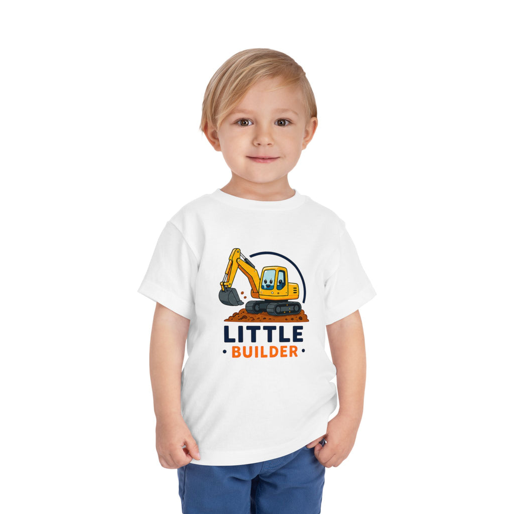 Toddler Tee — "Little Builder" Excavator Shirt for Kids
