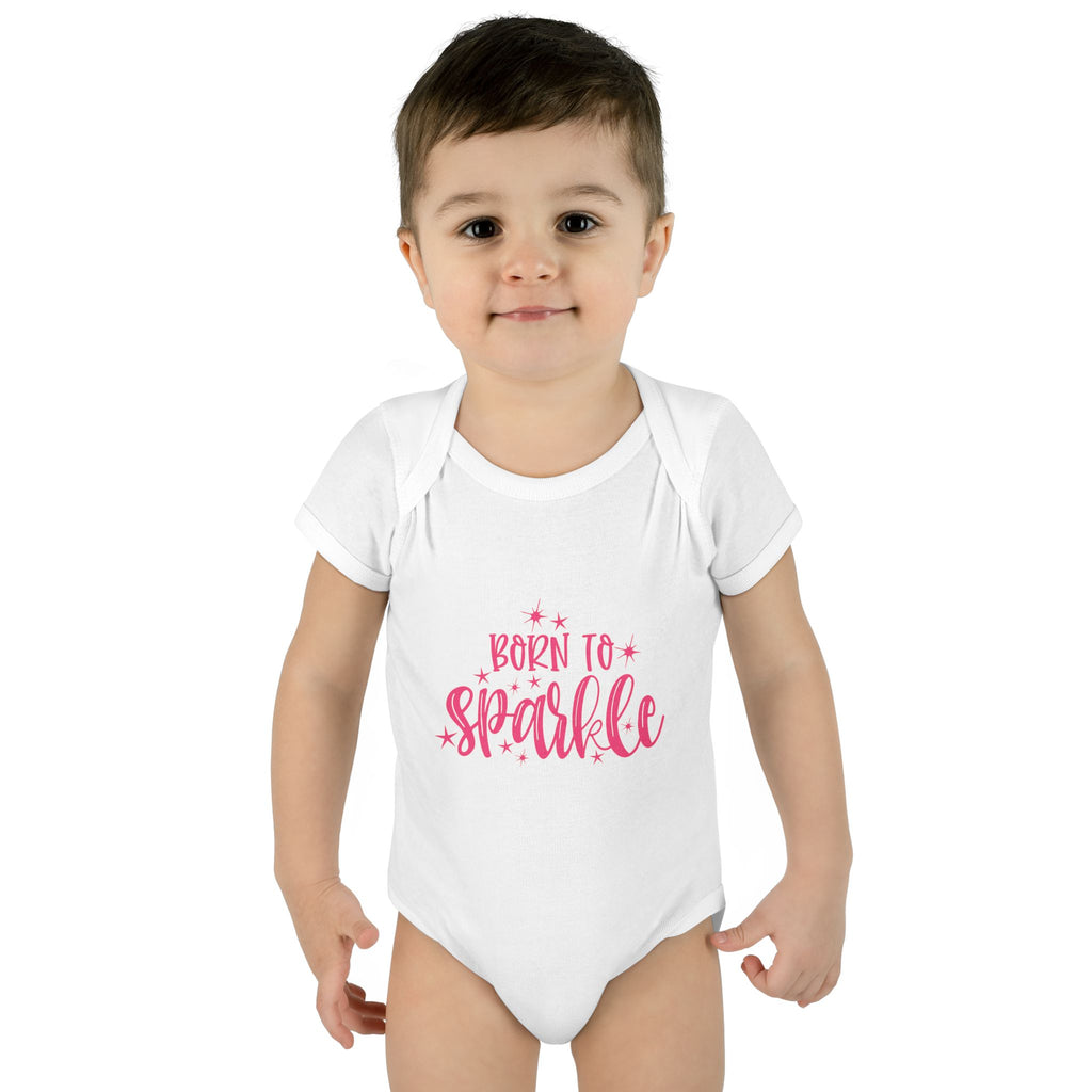 Infant Bodysuit «Born to Sparkle» – Pink Newborn Baby One-Piece