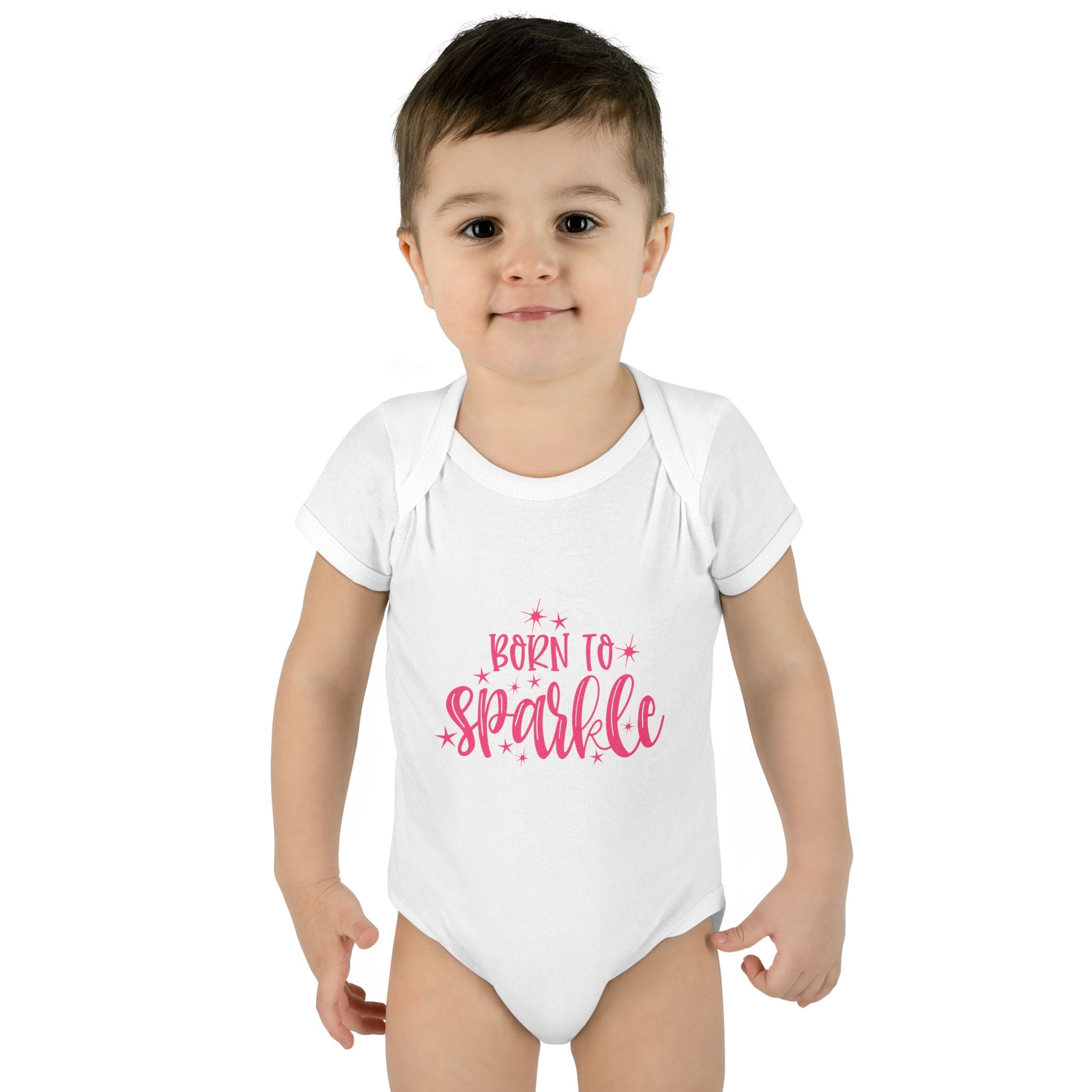 Infant Bodysuit «Born to Sparkle» – Pink Newborn Baby One-Piece