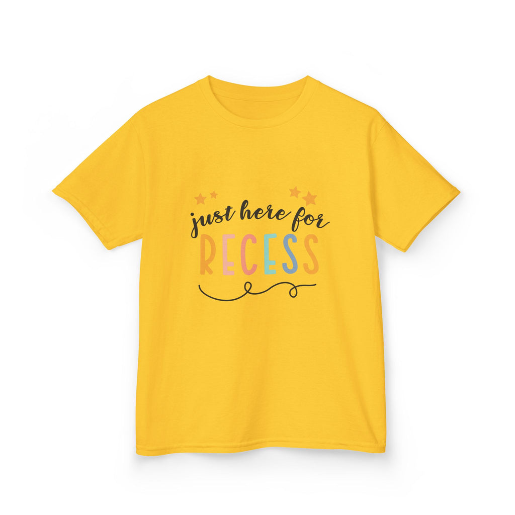 Kids Tee — "Just Here for Recess" Playful School Shirt