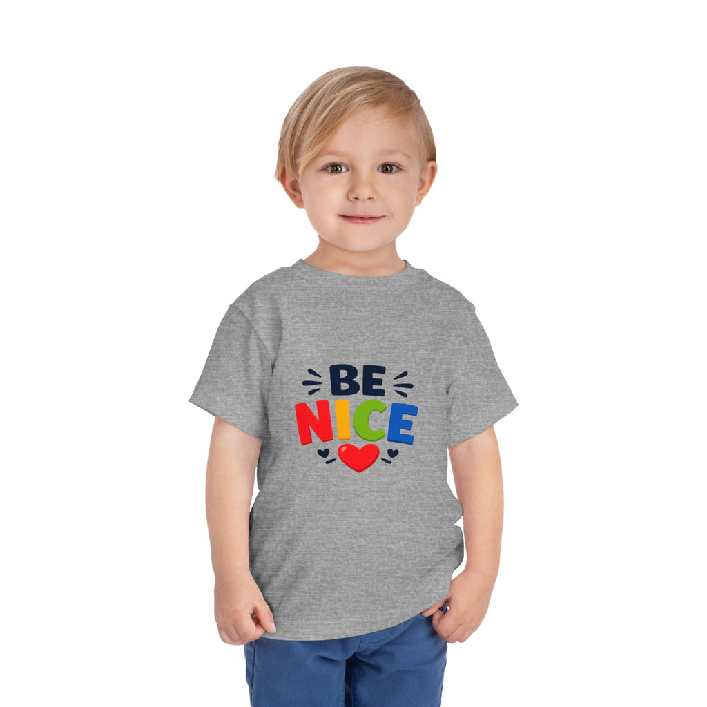 Be Nice Toddler Tee - Colorful Heart Kindness Shirt for Kids