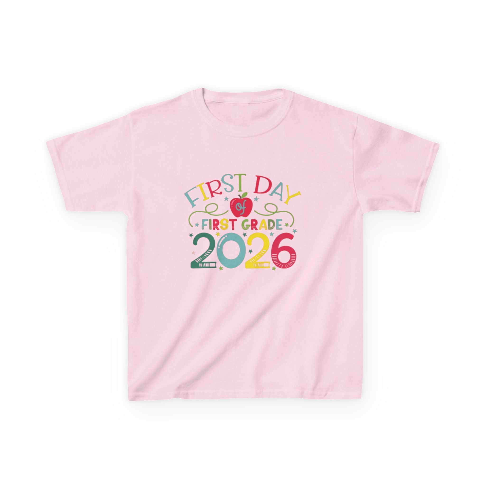 First Day First Grade 2026 Kids T-Shirt — Colorful Back-to-School Shirt