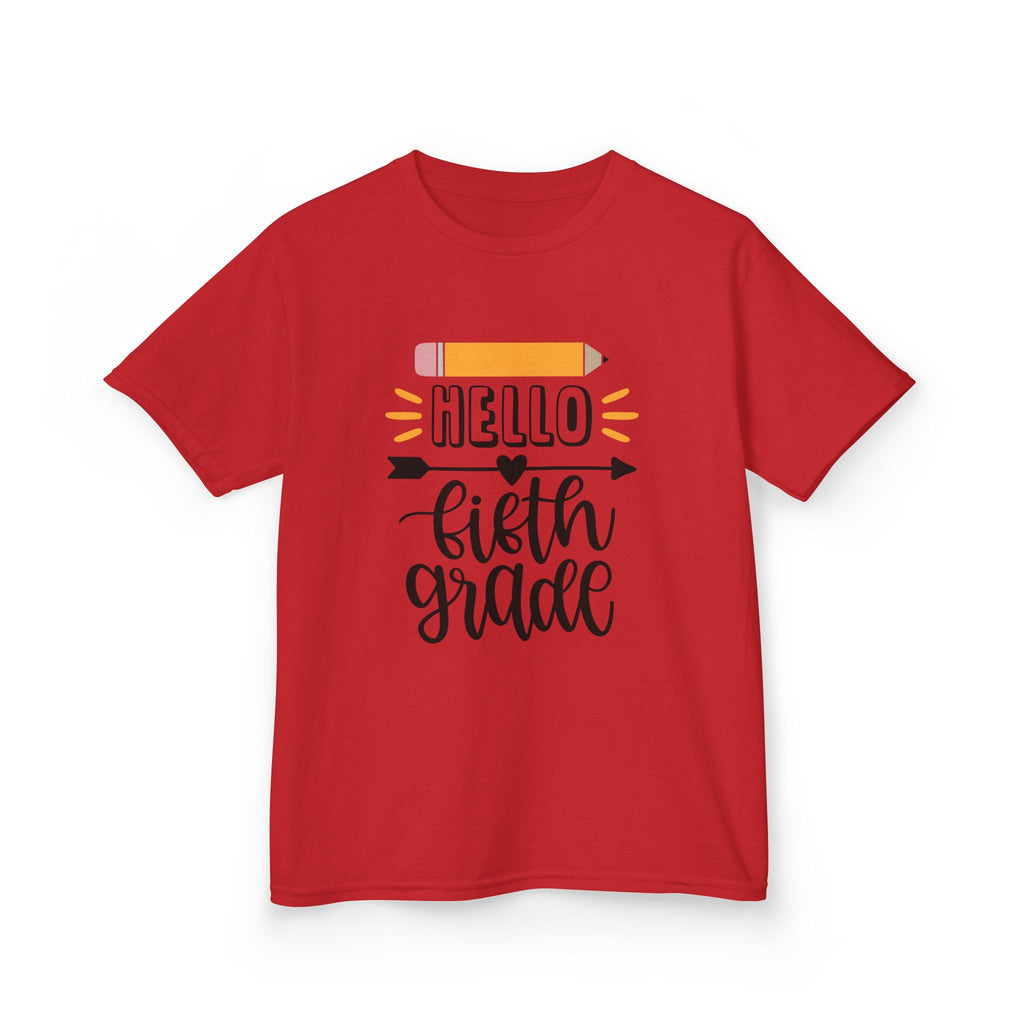 Kids T-Shirt - "Hello Fifth Grade" Back-to-School Pencil Design