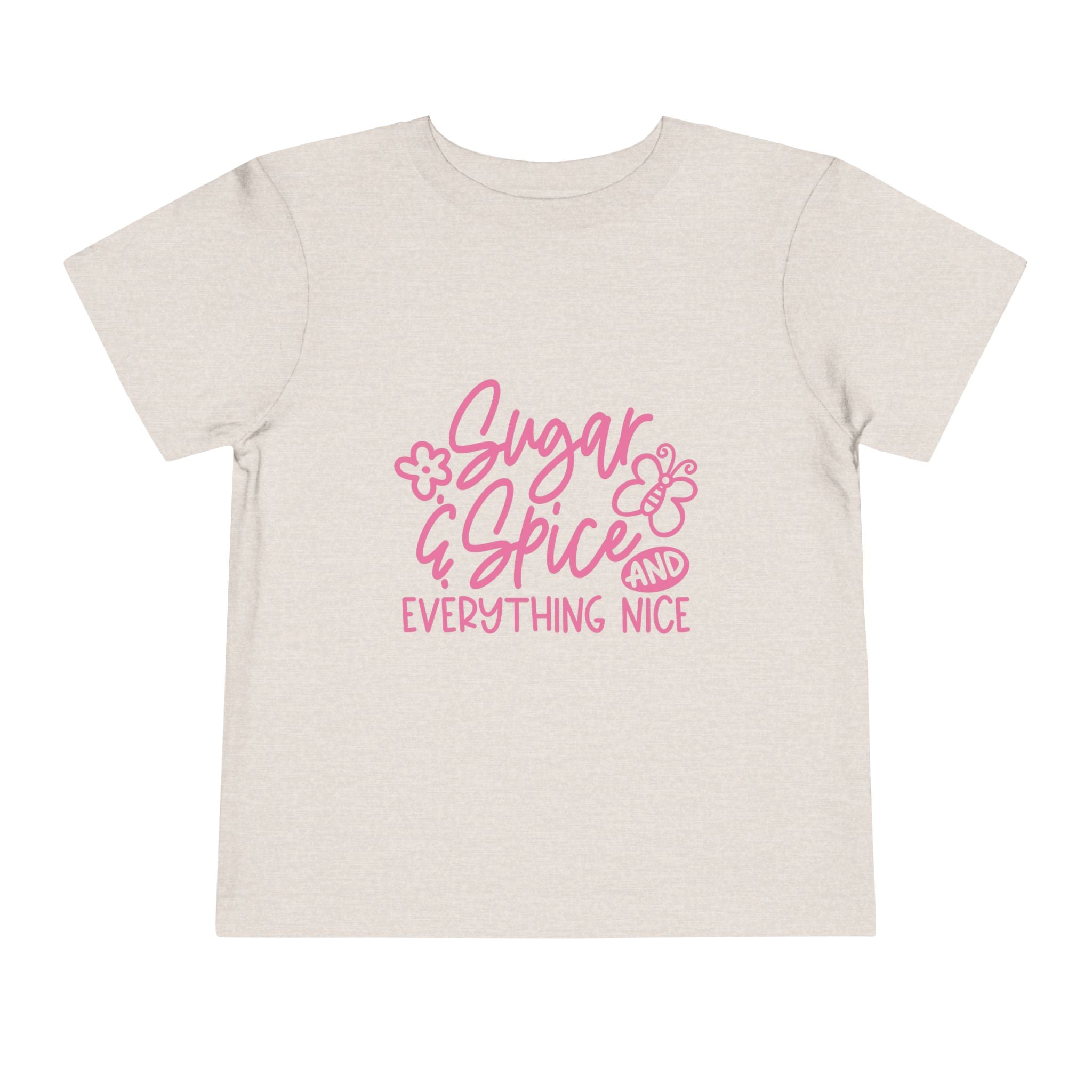 Sugar & Spice Toddler Tee — Pink "Sugar & Spice and Everything Nice" Graphic