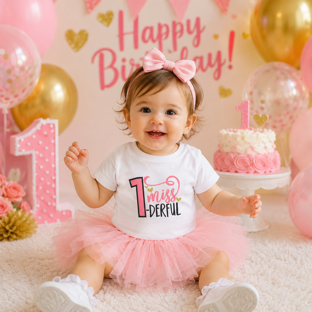 Miss-One-Derful Baby Birthday Girl T-Shirt