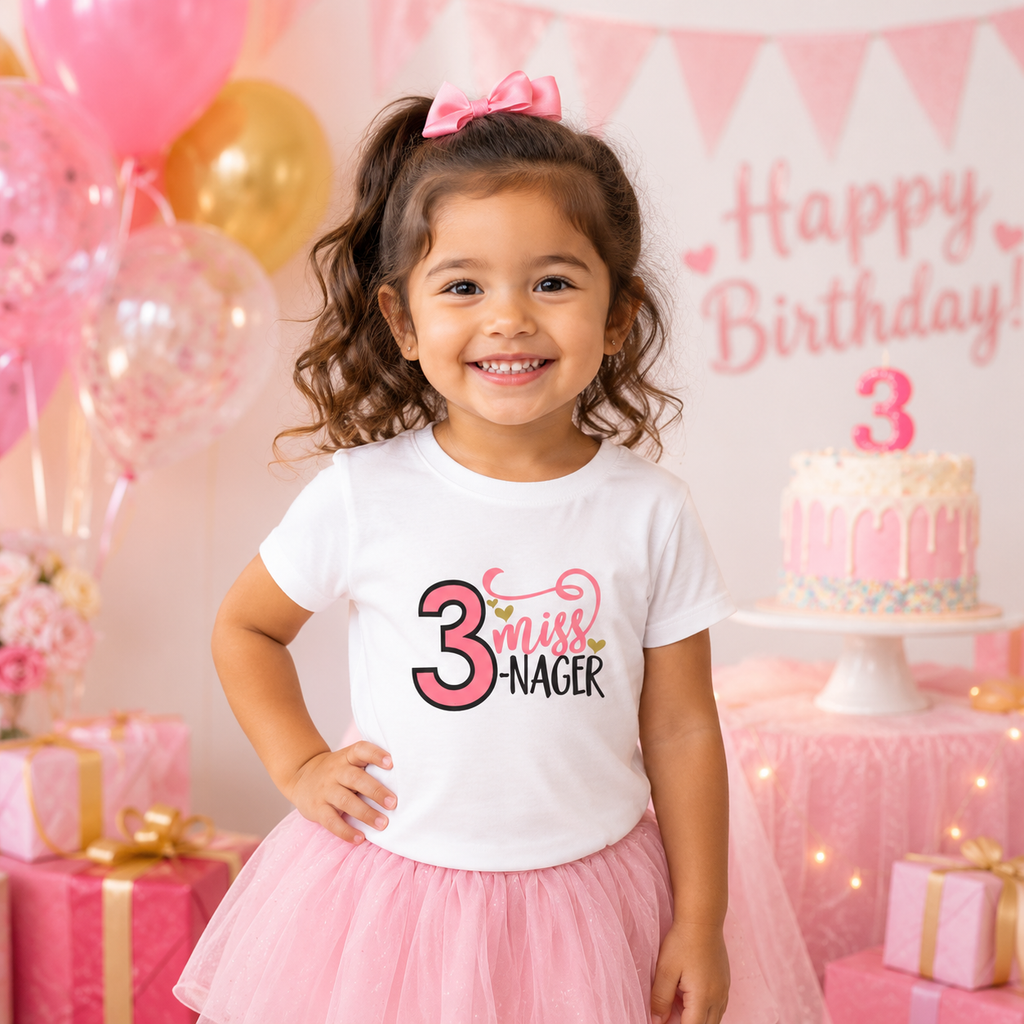 Miss Three-nager Toddler Tee — Cute 3rd Birthday Shirt for Little Girls