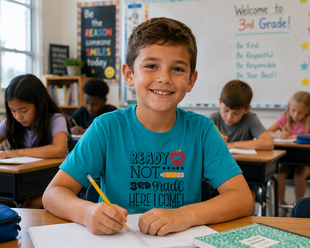 Kids Tee - "Ready or Not 3rd Grade Here I Come!" Back-to-School Shirt