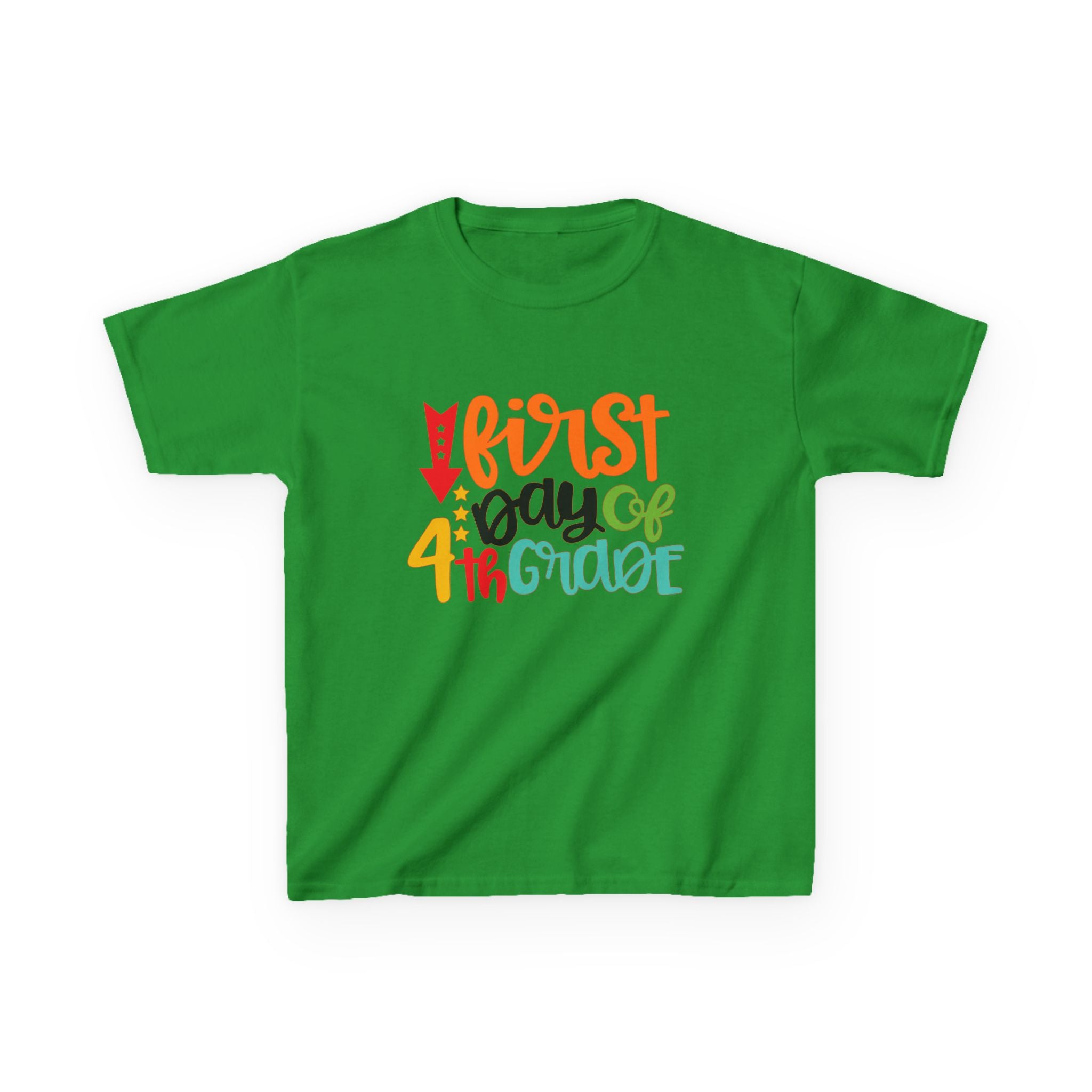 Kids T-Shirt — "First Day of 4th Grade" Colorful Back-to-School Tee