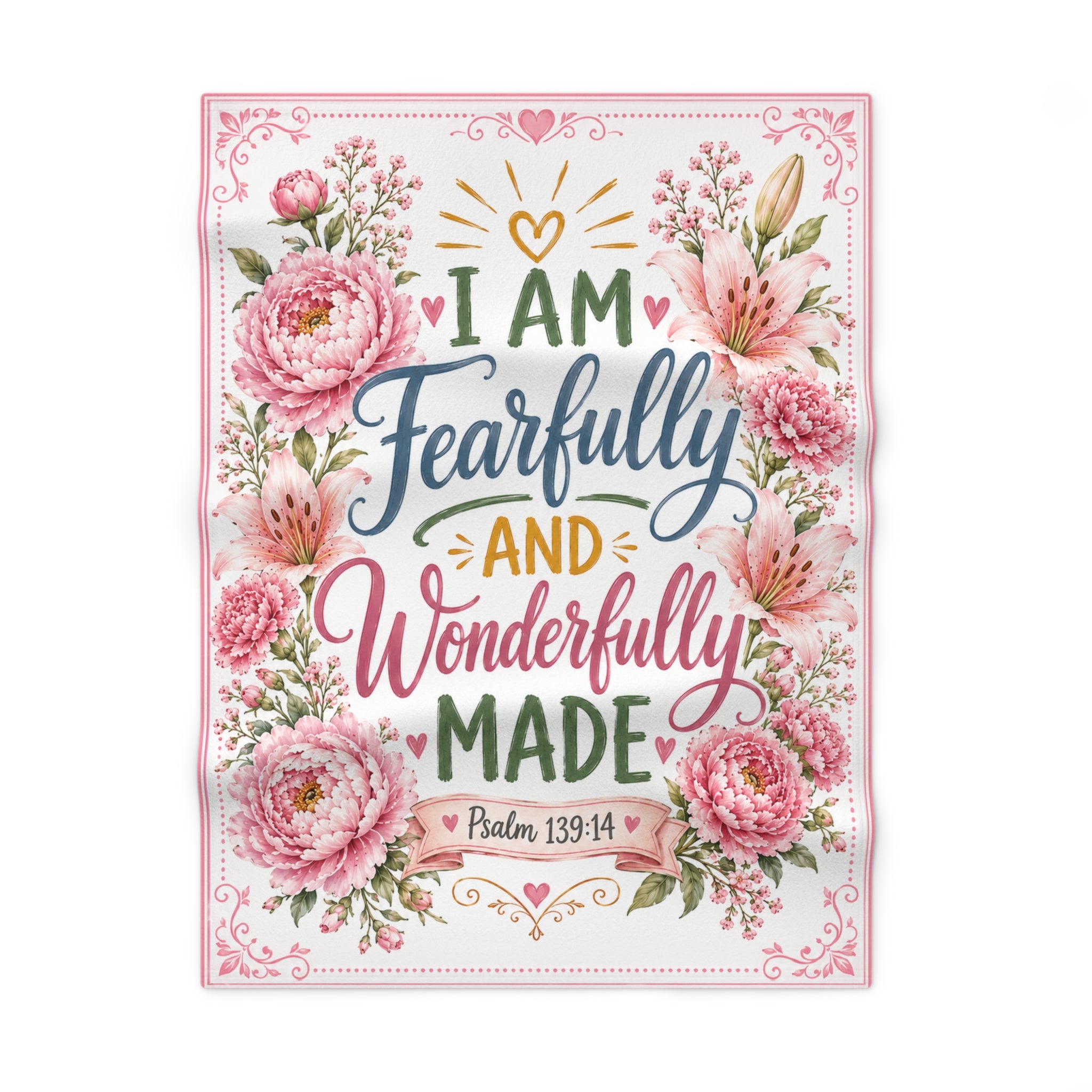 I Am Fearfully and Wonderfully Made Blanket | Floral Psalm 139:14