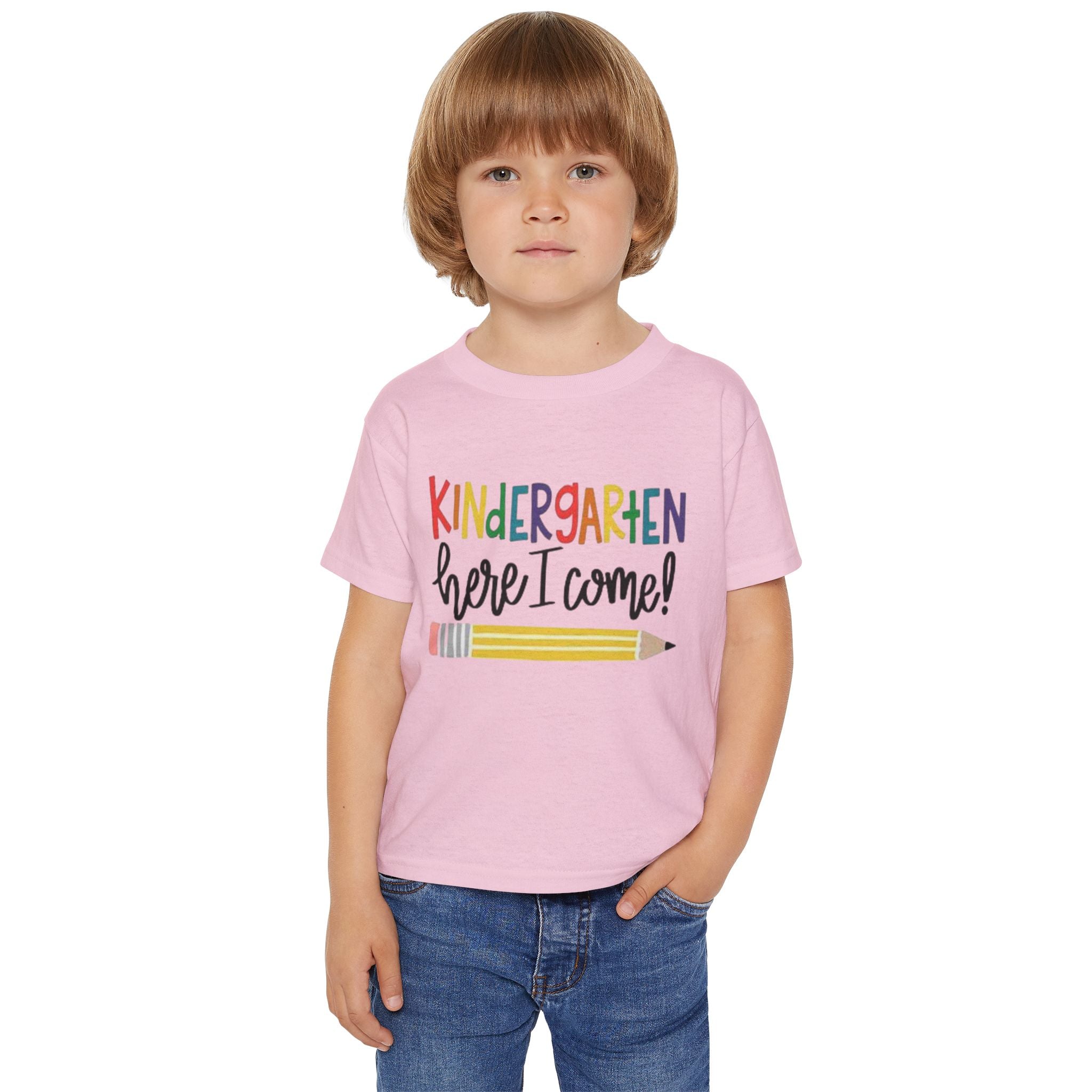 Toddler T-Shirt – “Kindergarten Here I Come!” Back-to-School Graphic