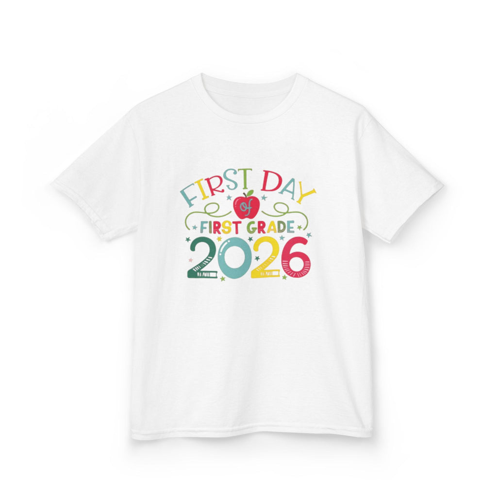 First Day First Grade 2026 Kids T-Shirt — Colorful Back-to-School Shirt