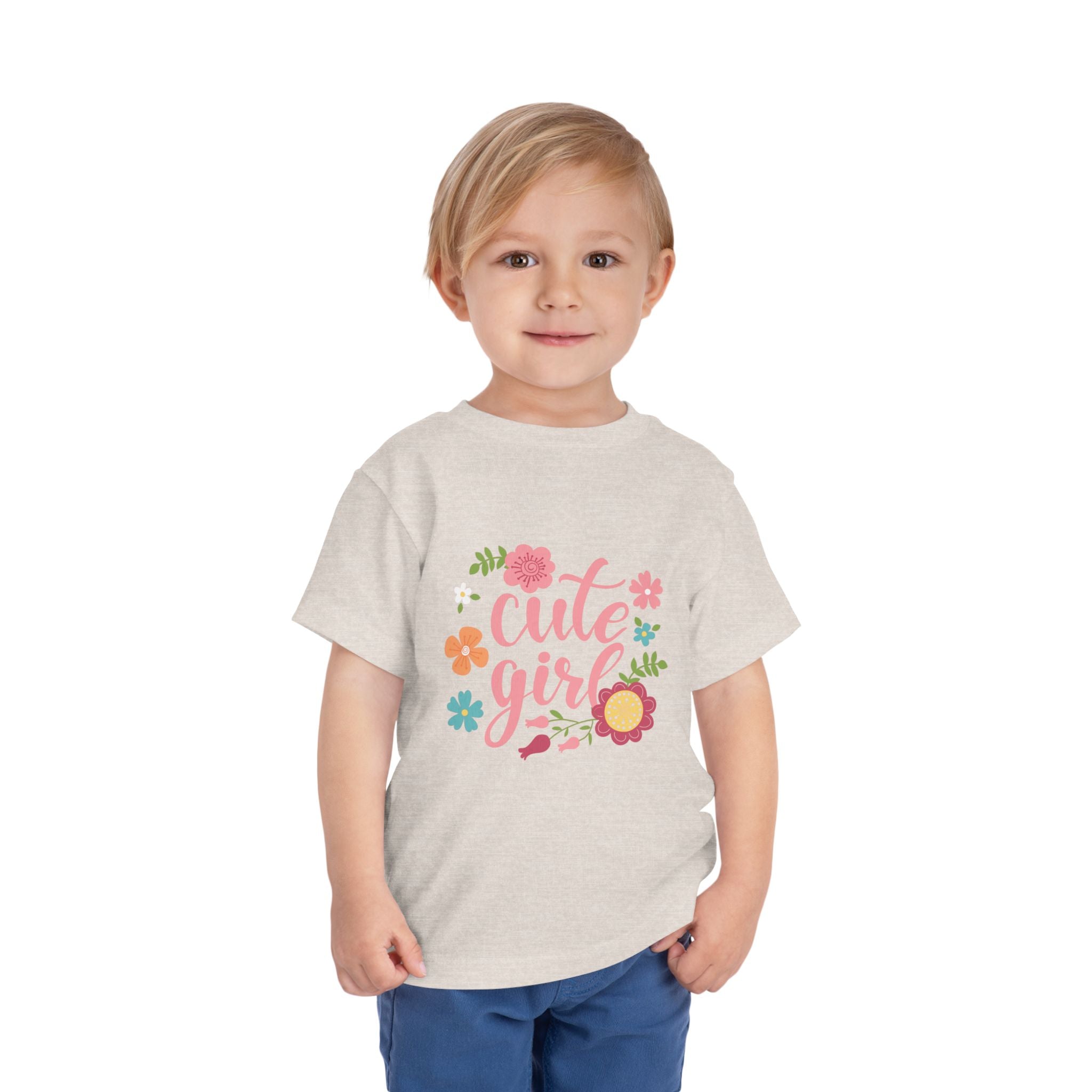 Cute Girl Floral Toddler Tee