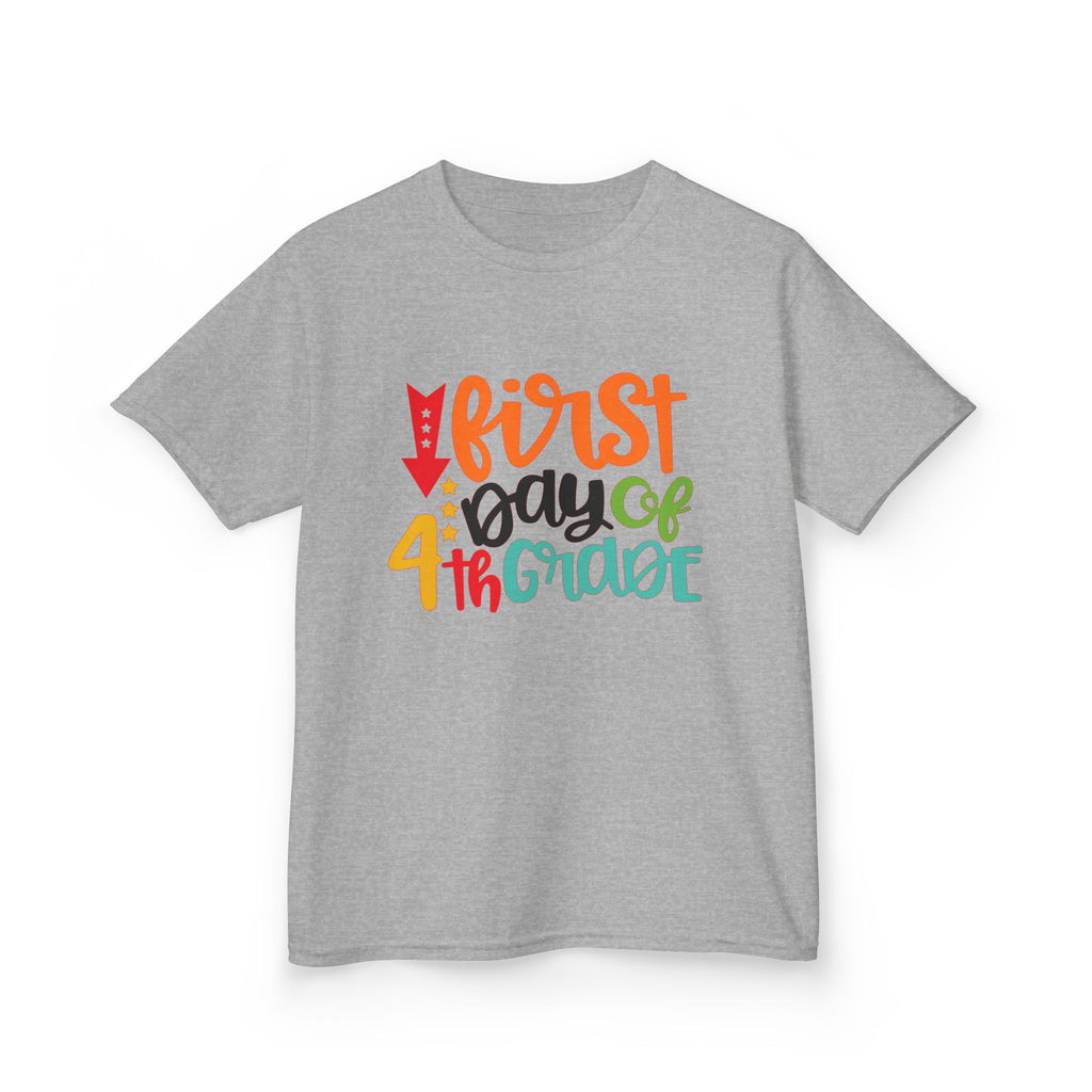 Kids T-Shirt — "First Day of 4th Grade" Colorful Back-to-School Tee