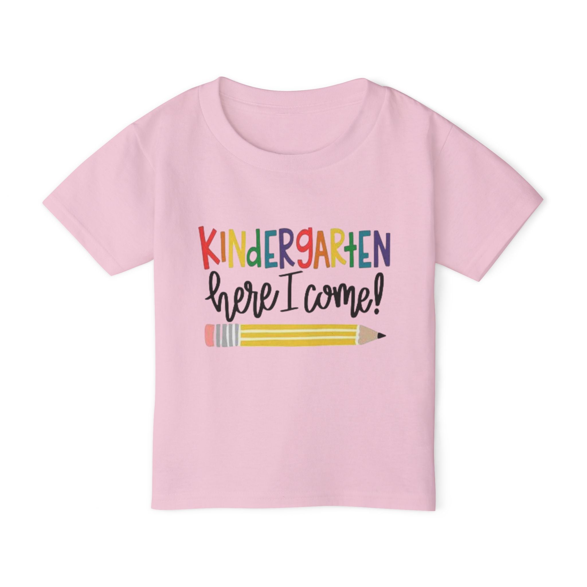 Toddler T-Shirt – “Kindergarten Here I Come!” Back-to-School Graphic