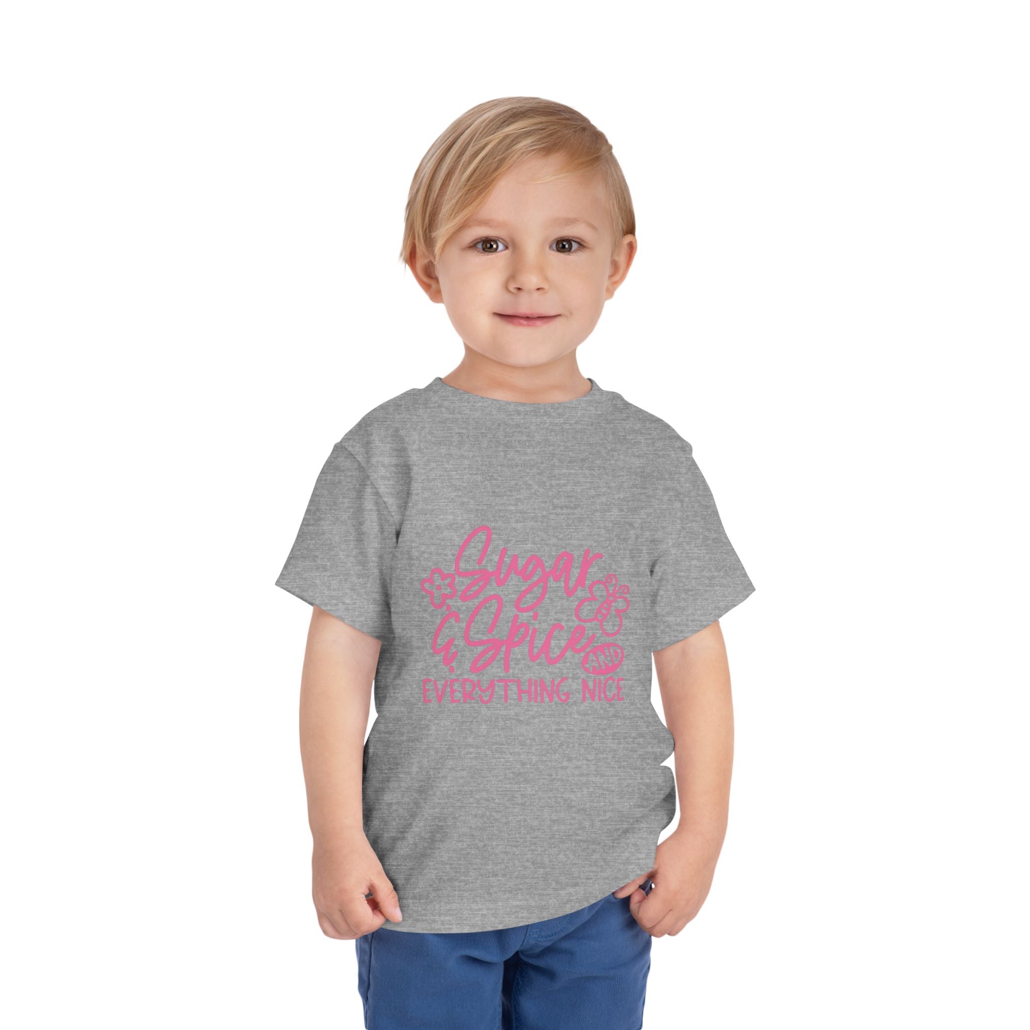Sugar & Spice Toddler Tee — Pink "Sugar & Spice and Everything Nice" Graphic