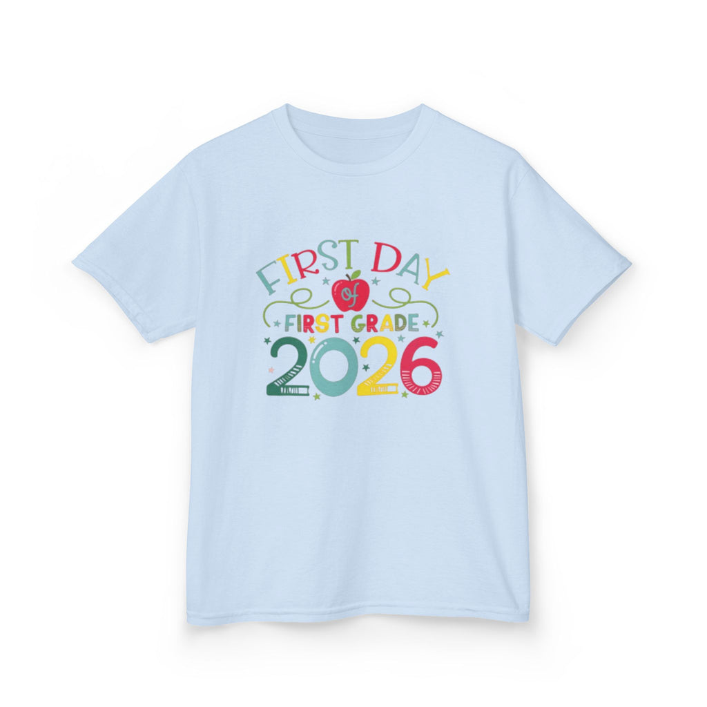 First Day First Grade 2026 Kids T-Shirt — Colorful Back-to-School Shirt