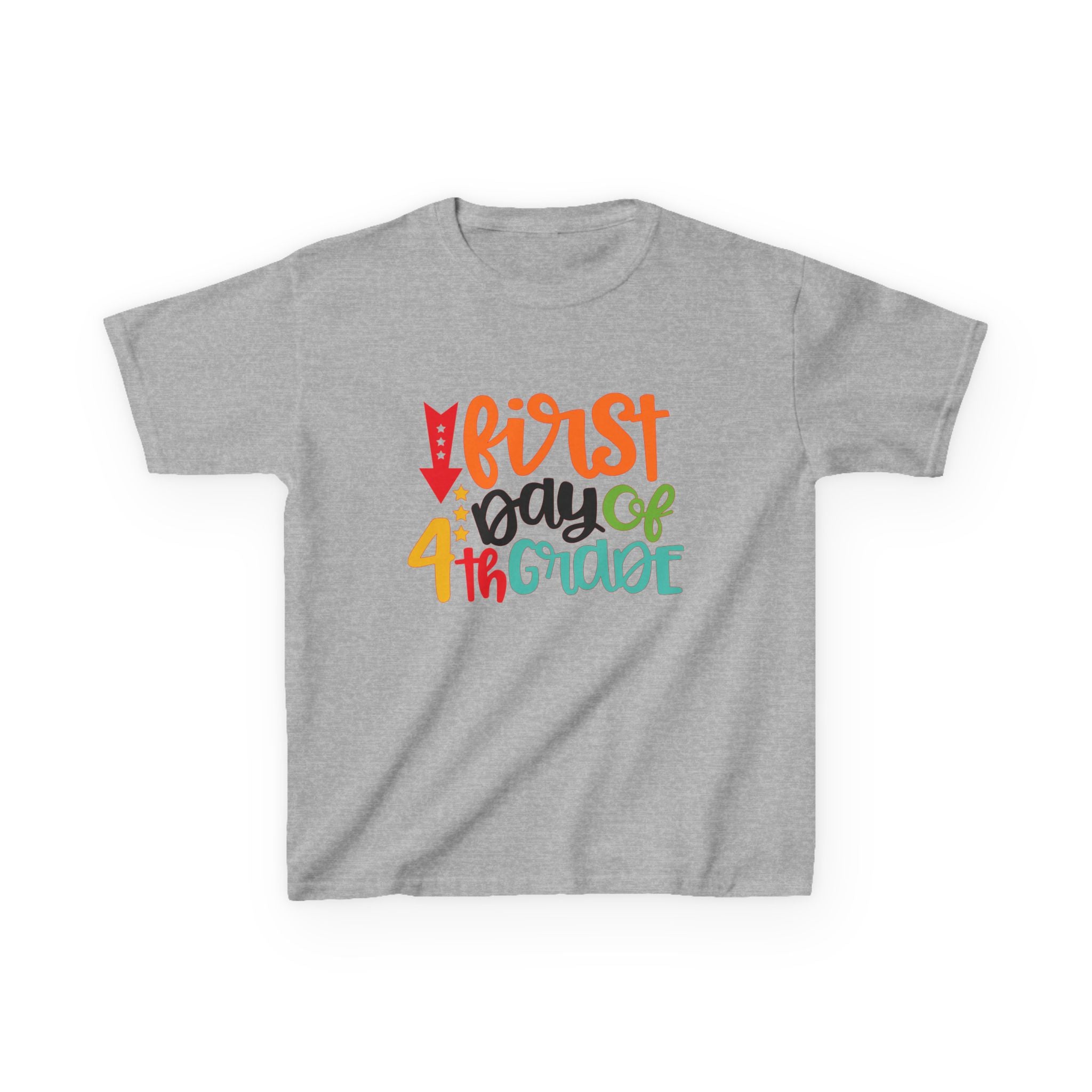 Kids T-Shirt — "First Day of 4th Grade" Colorful Back-to-School Tee