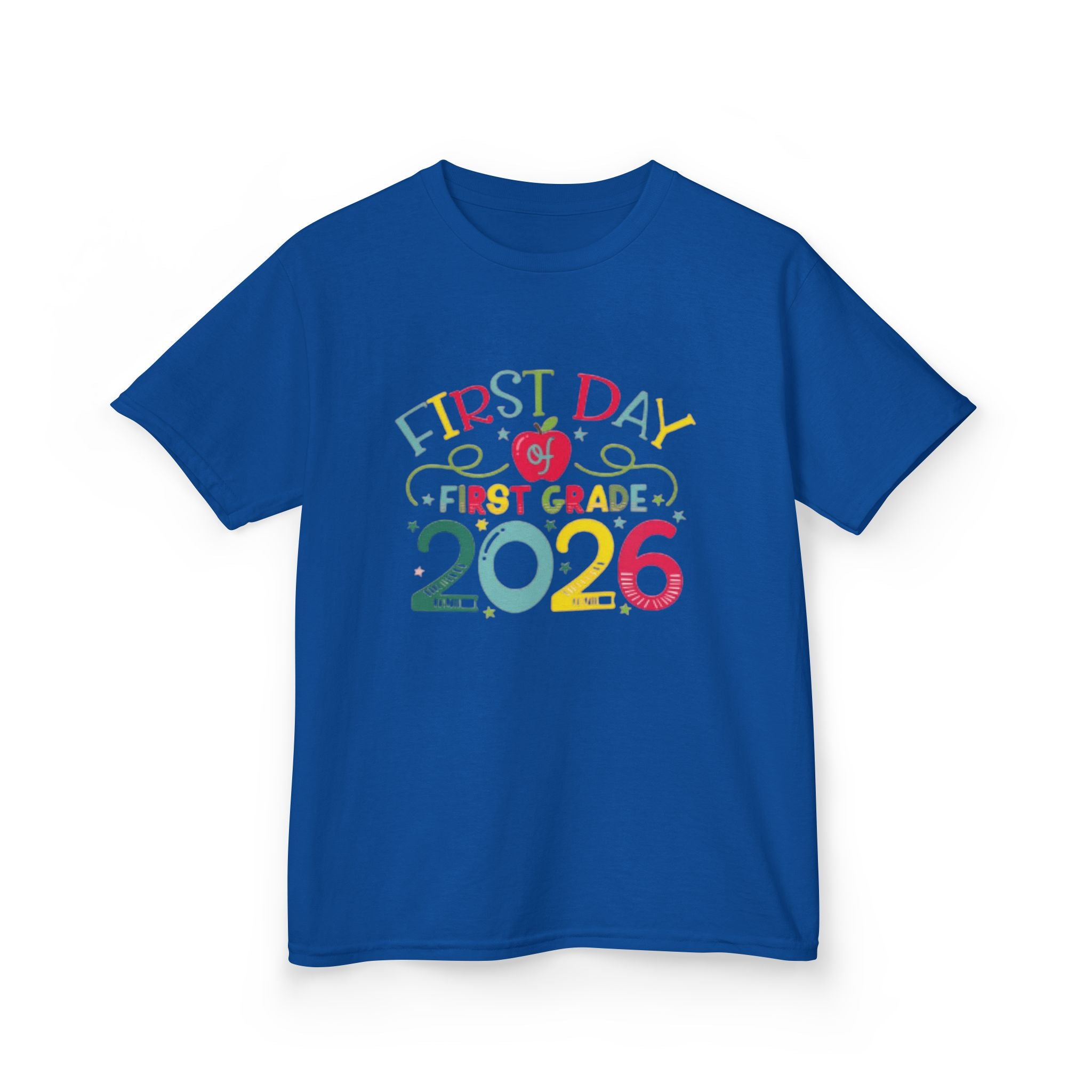 First Day First Grade 2026 Kids T-Shirt — Colorful Back-to-School Shirt